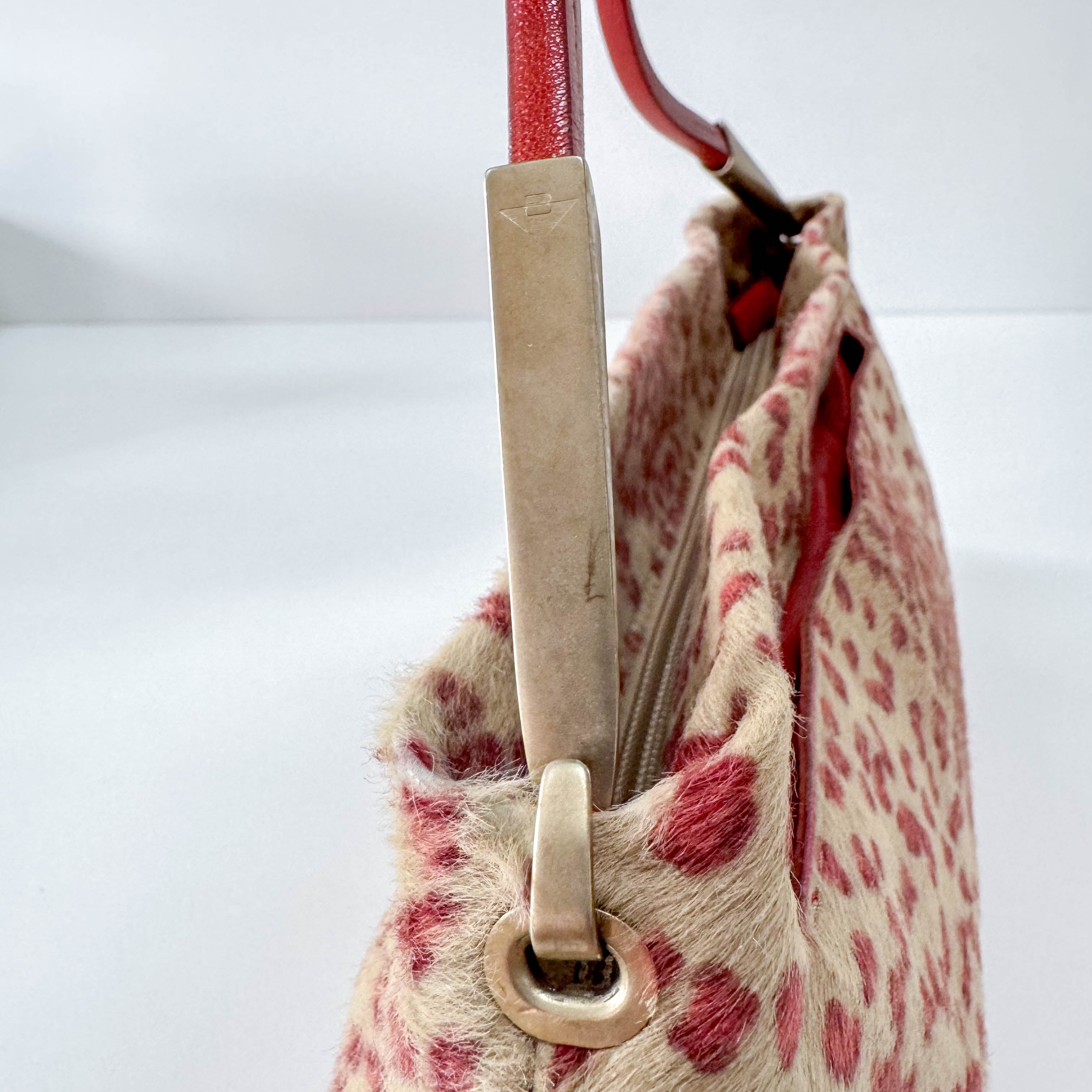 Neutral Animal Print Pony Hair Shoulder Bag