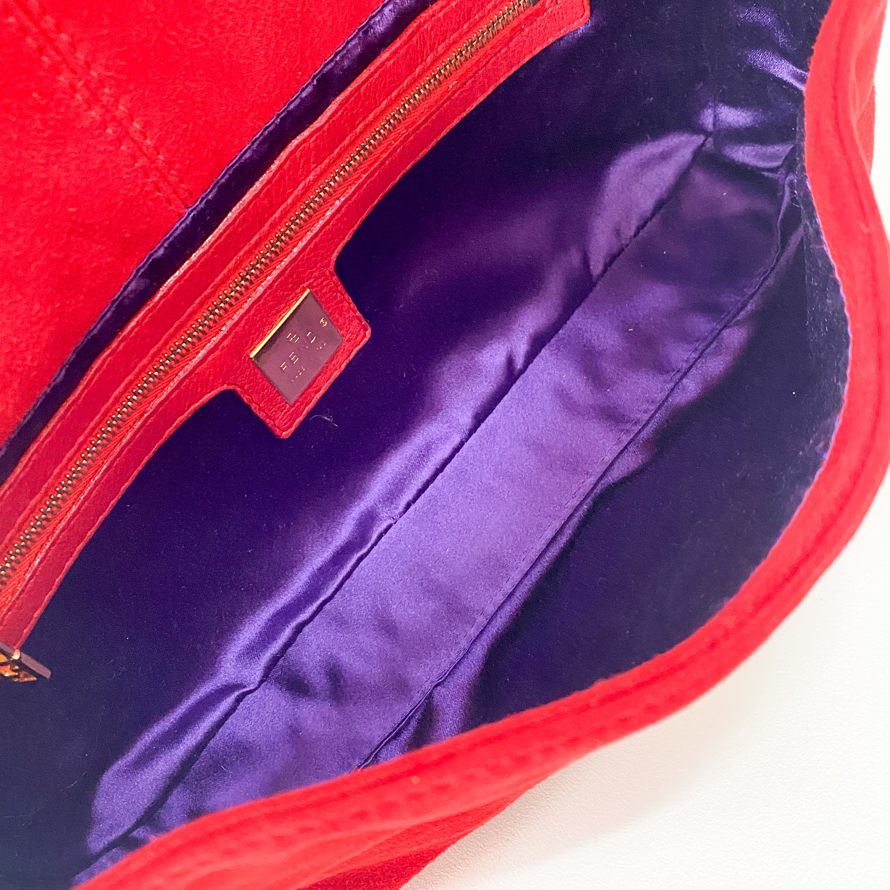 Baguette Red Suede Shoulder Bag