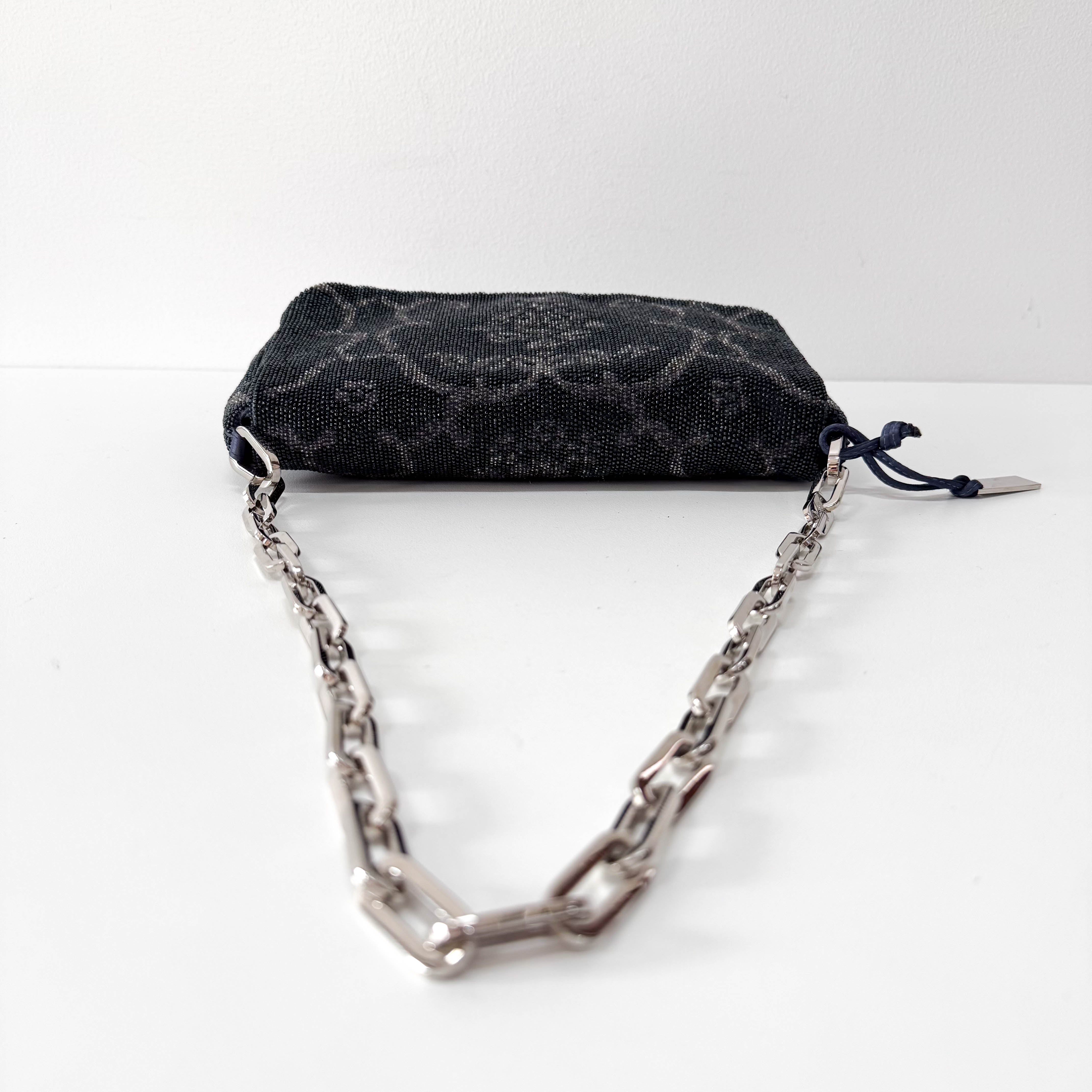 Vintage Navy Beaded Chain Shoulder Bag