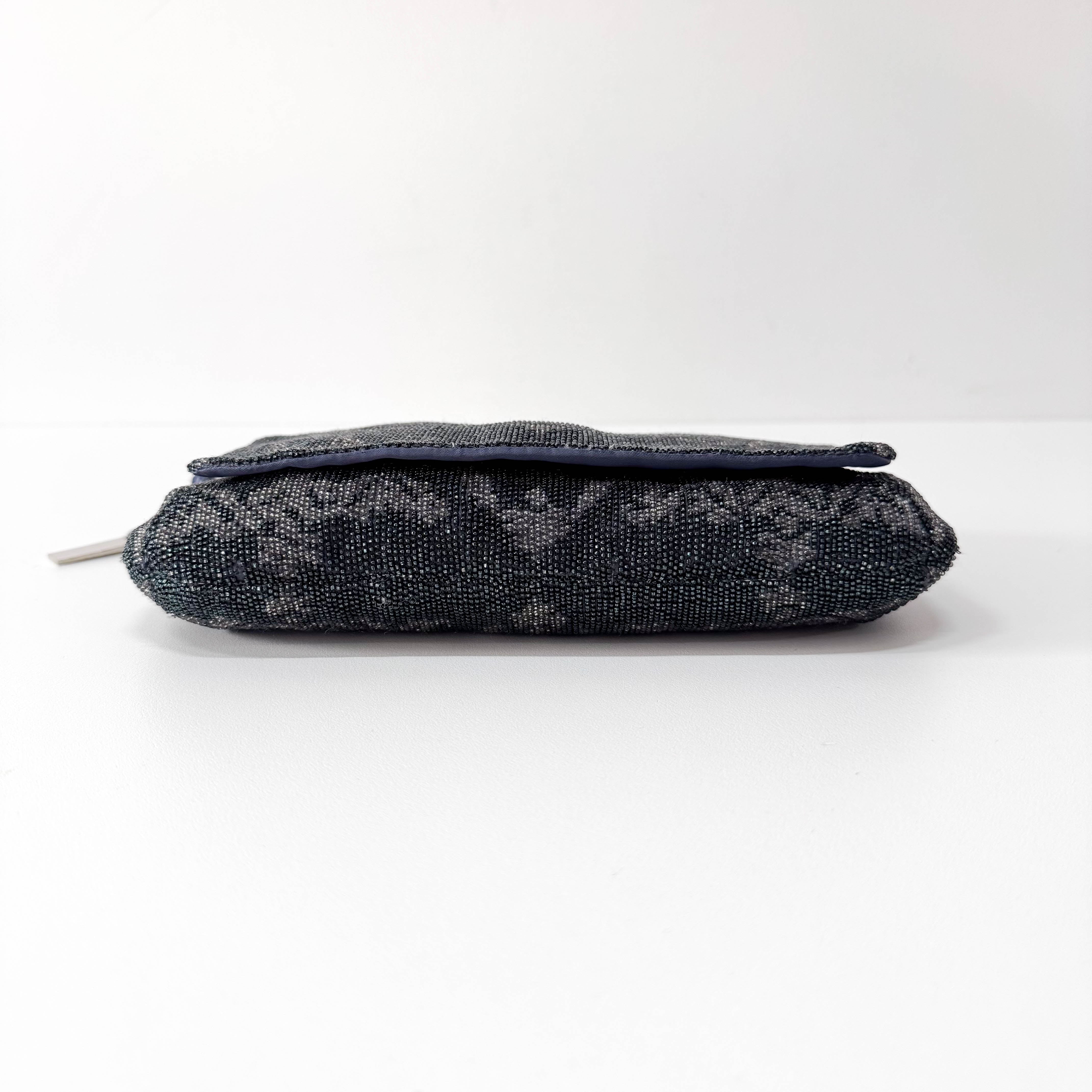 Vintage Navy Beaded Chain Shoulder Bag