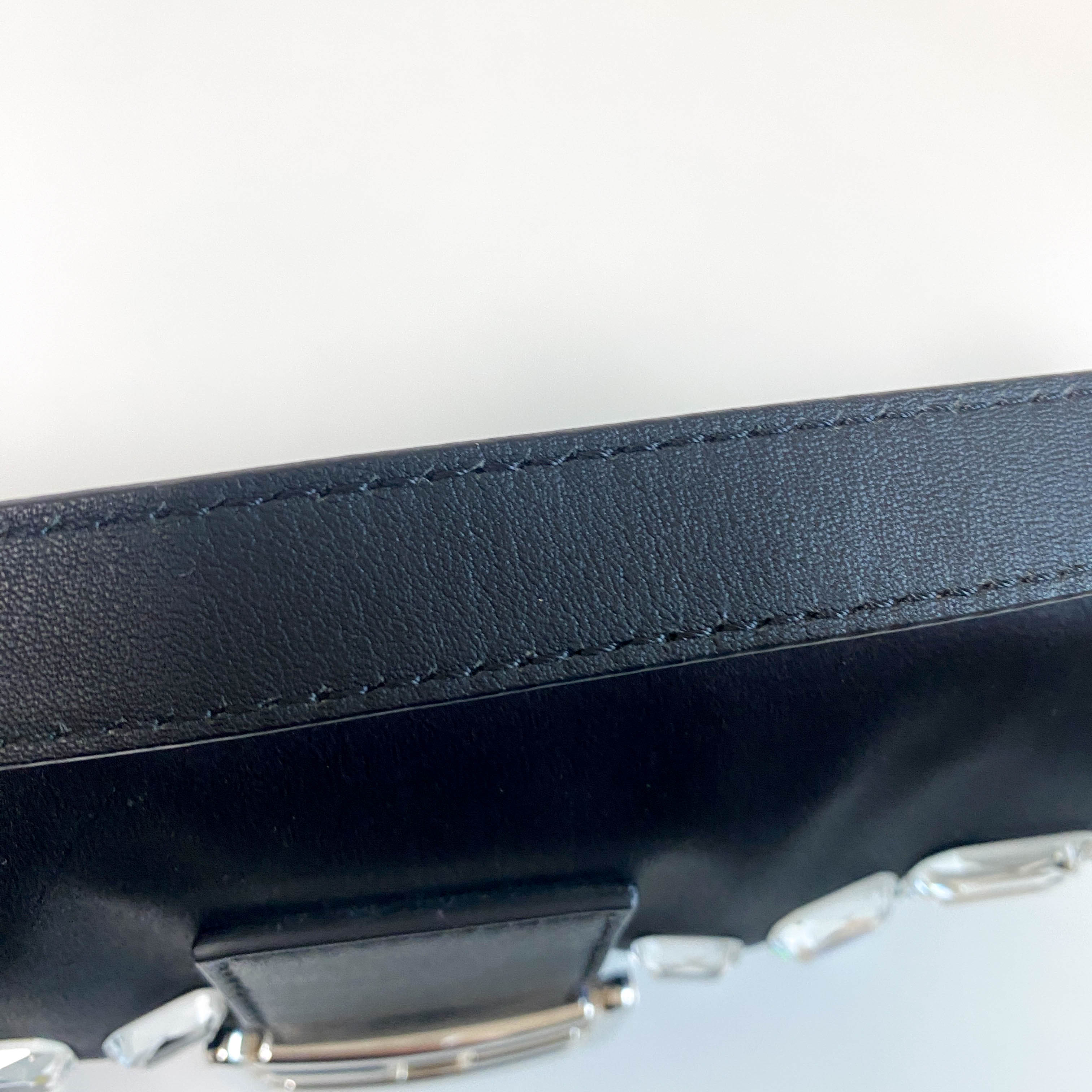 Baguette Black Nylon Shoulder Bag with Rhinestone