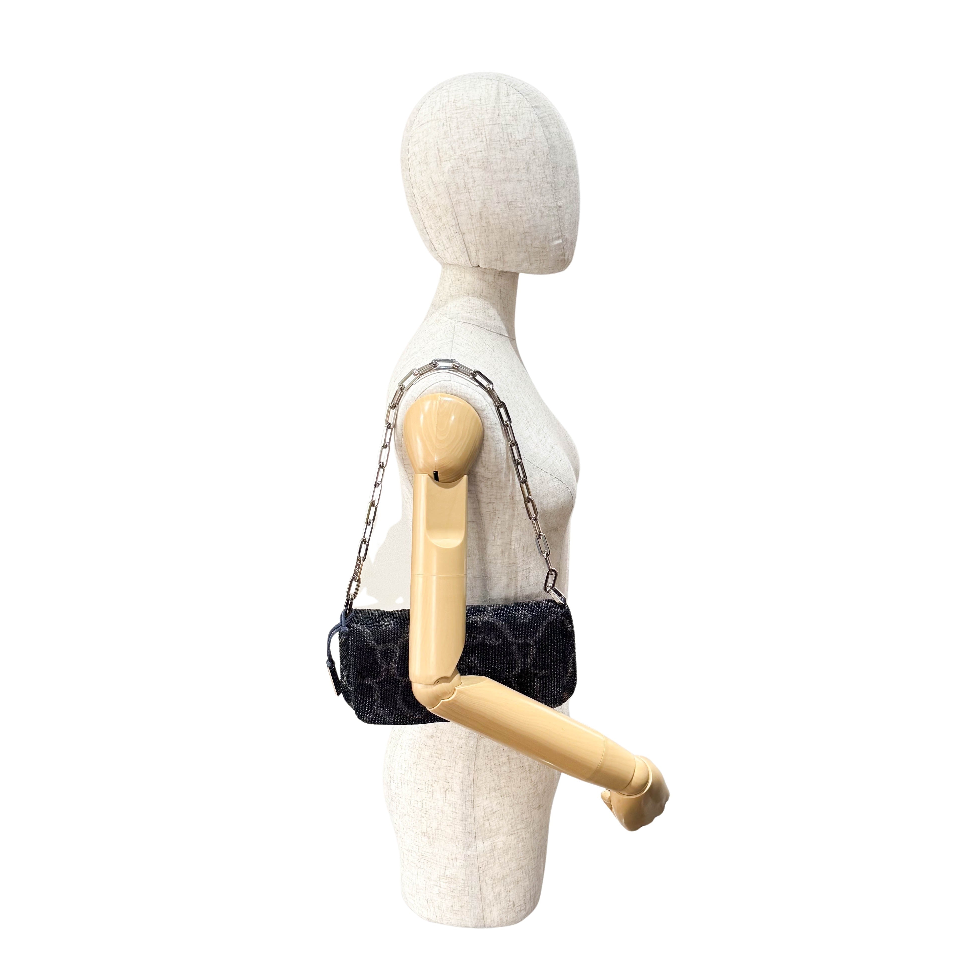 Vintage Navy Beaded Chain Shoulder Bag