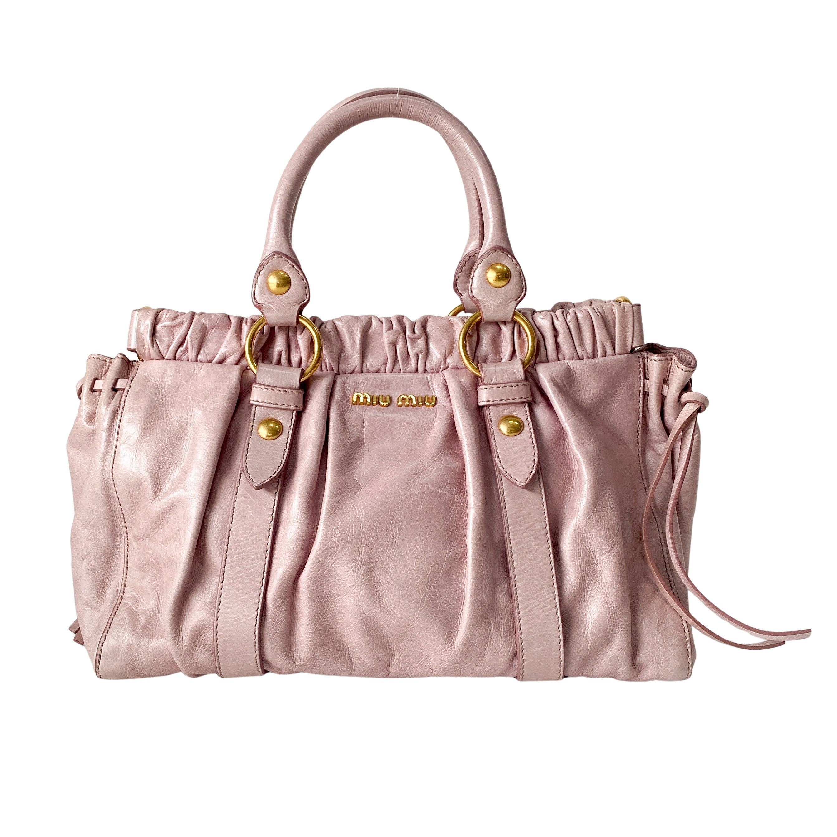 Vitello Pink Calfskin Leather Two Way Bag