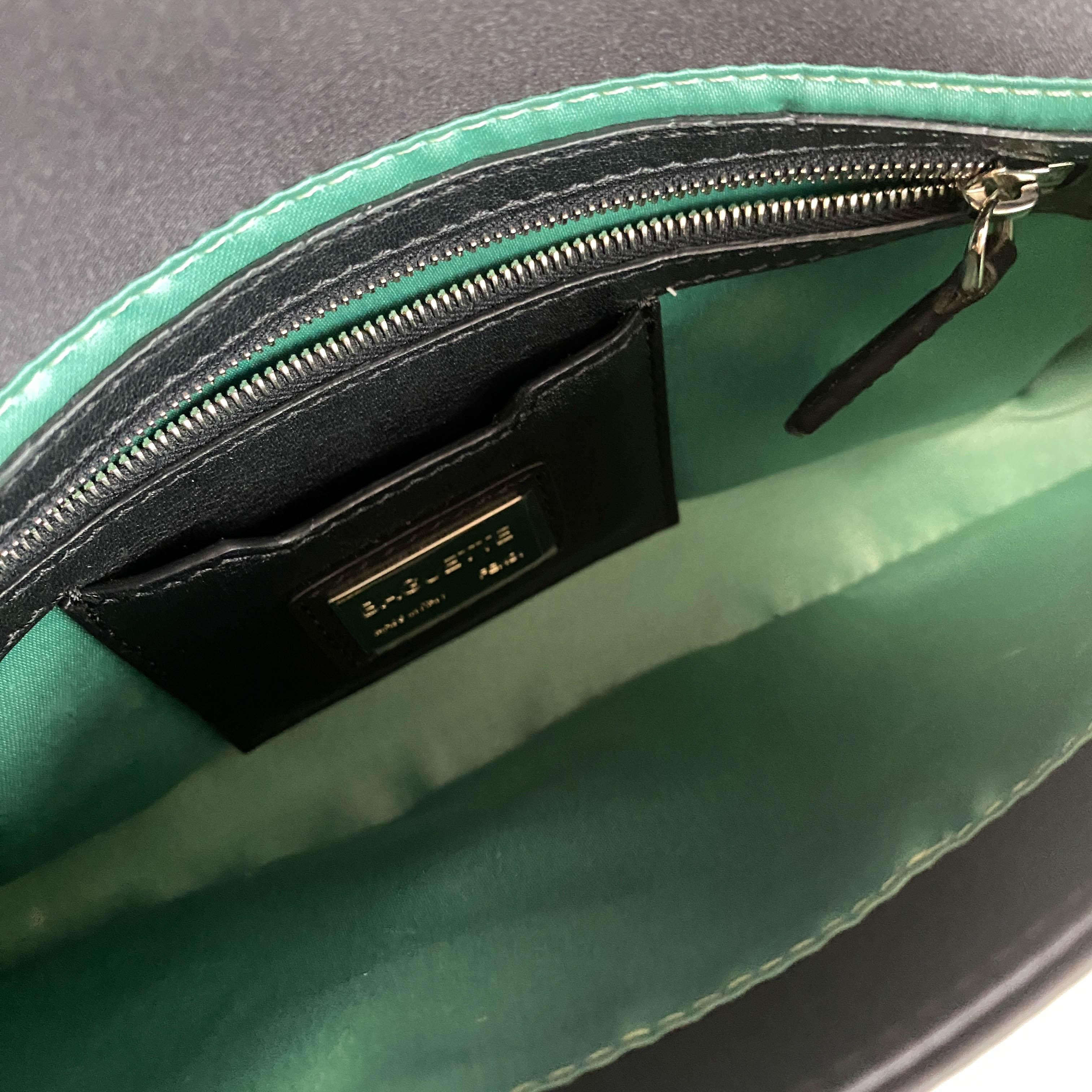 Baguette Black Nylon Shoulder Bag with Rhinestone