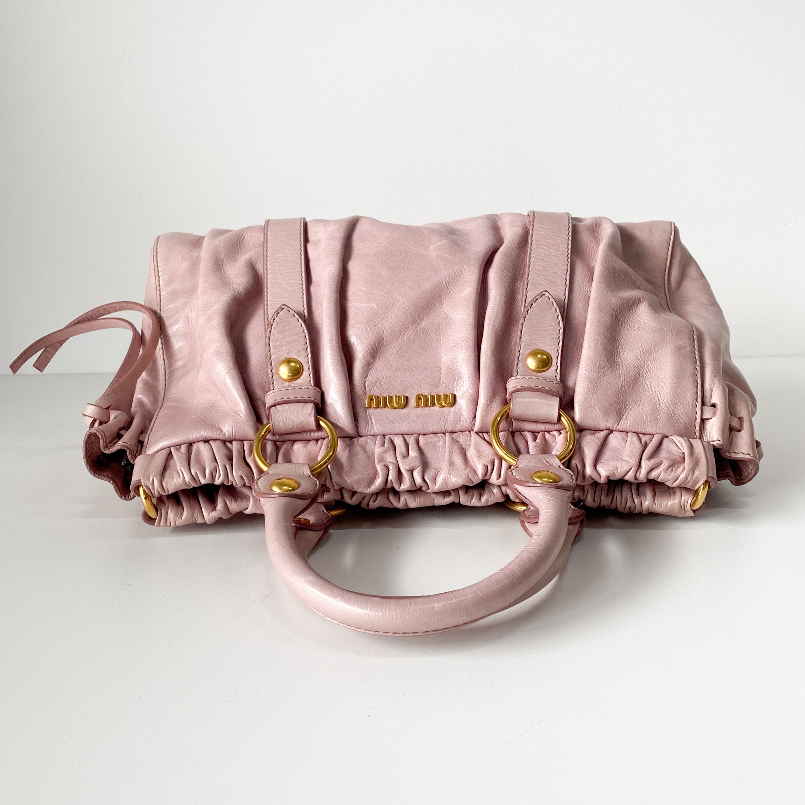 Vitello Pink Calfskin Leather Two Way Bag