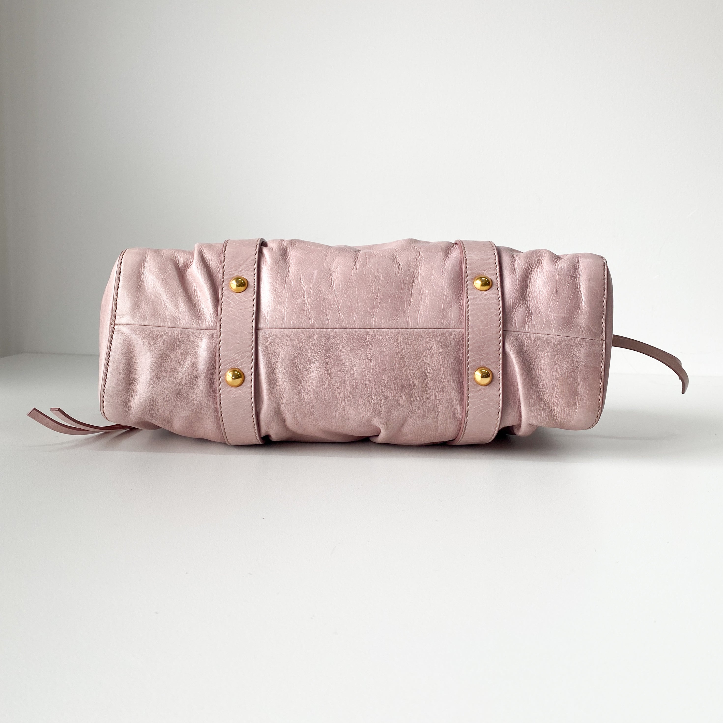 Vitello Pink Calfskin Leather Two Way Bag