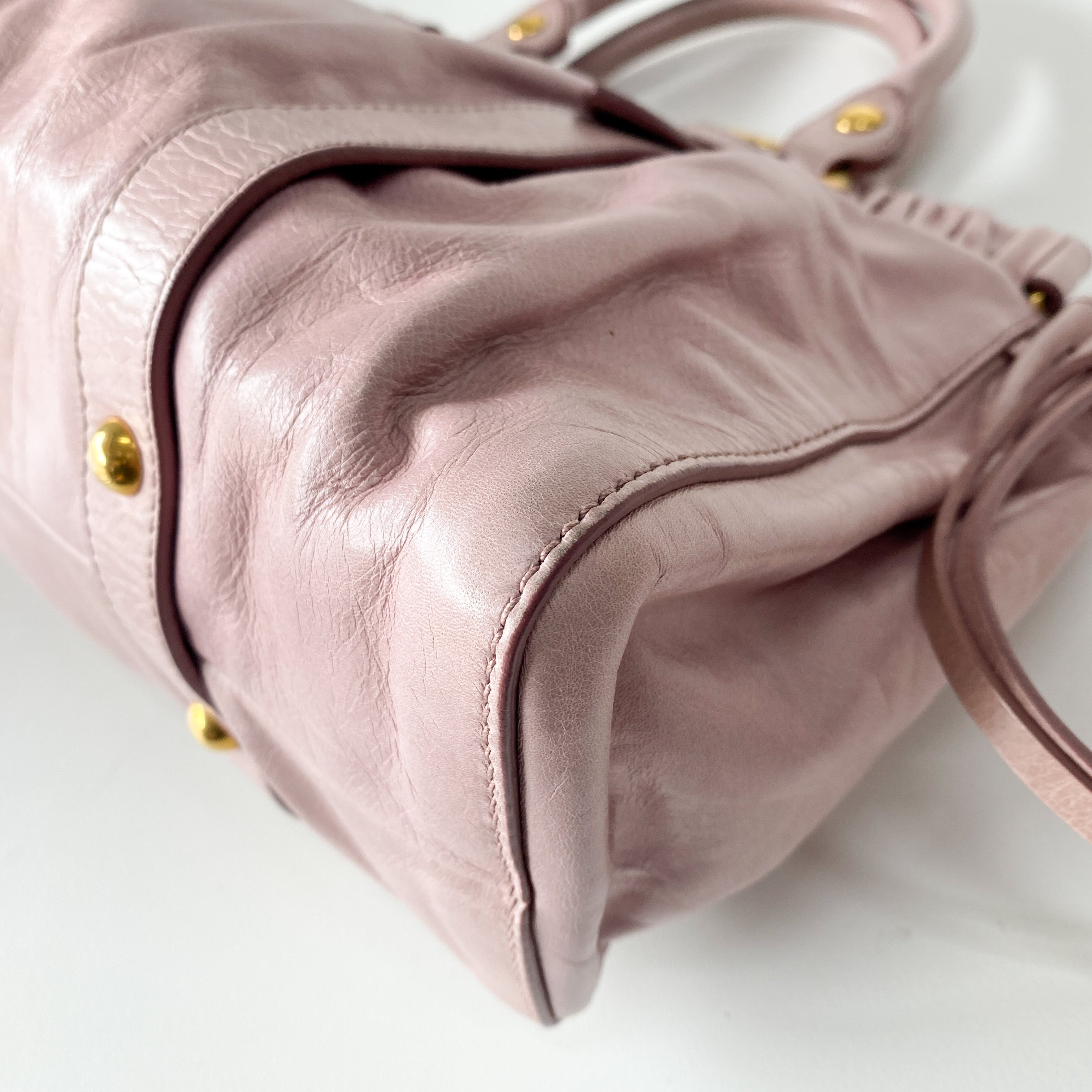 Vitello Pink Calfskin Leather Two Way Bag