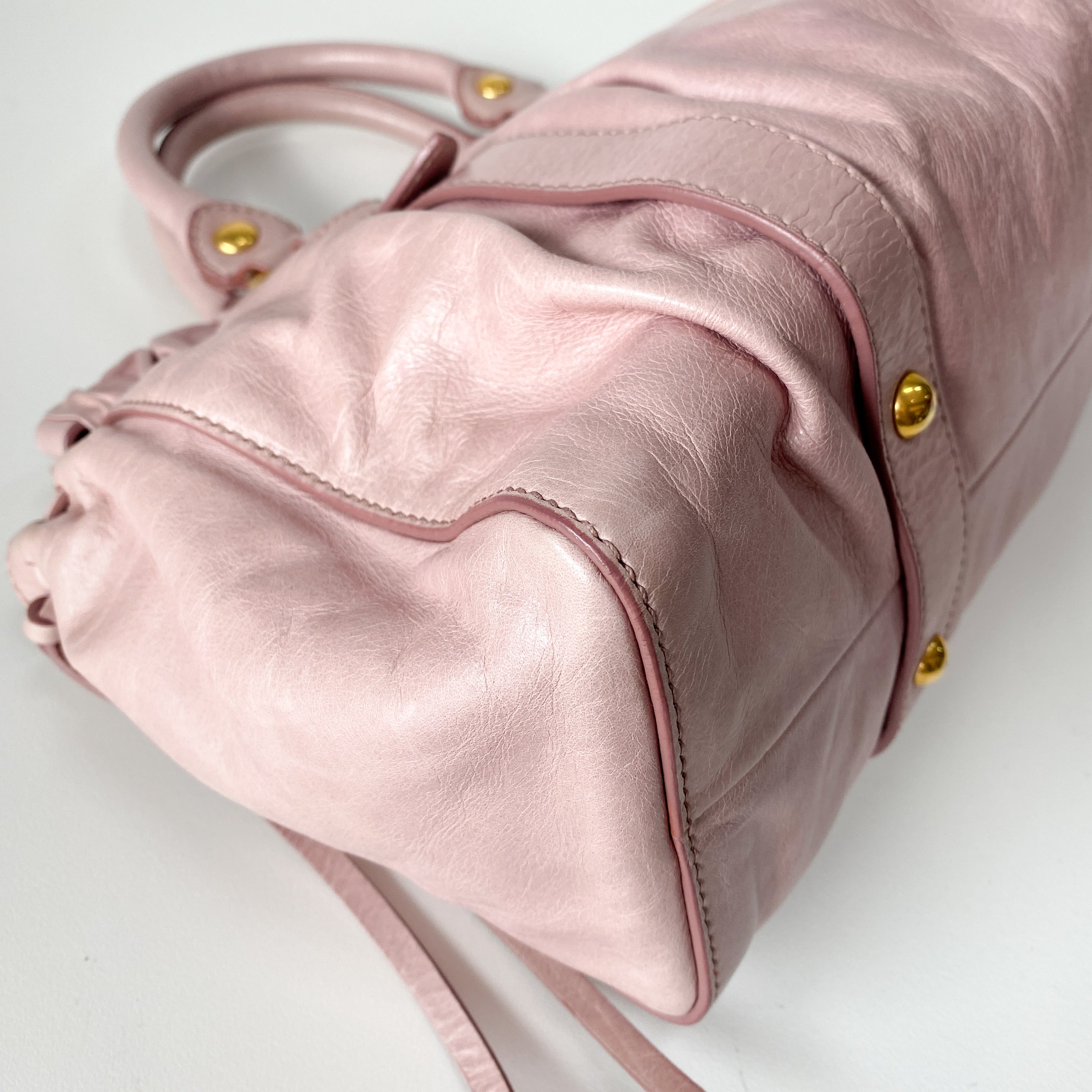 Vitello Pink Calfskin Leather Two Way Bag