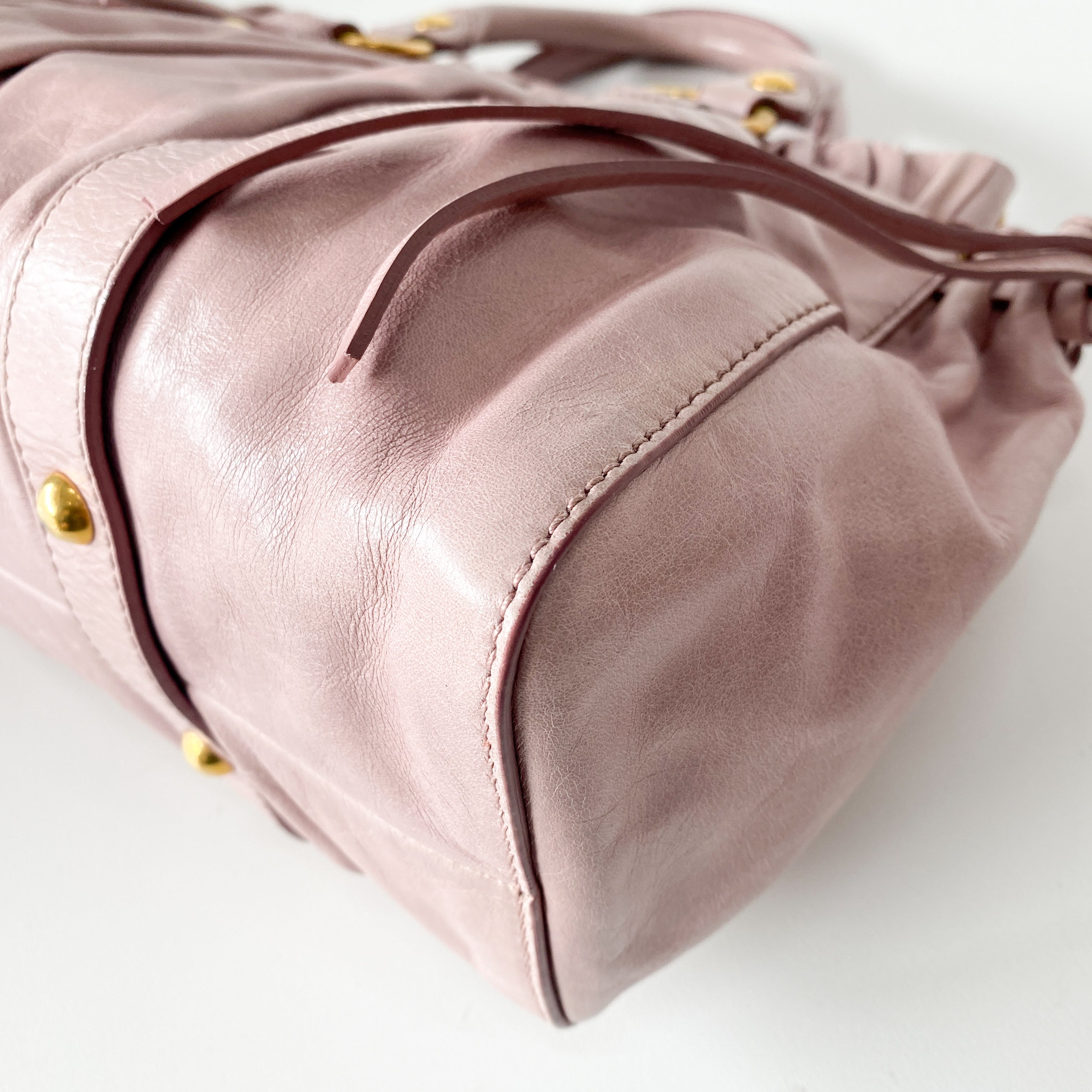 Vitello Pink Calfskin Leather Two Way Bag