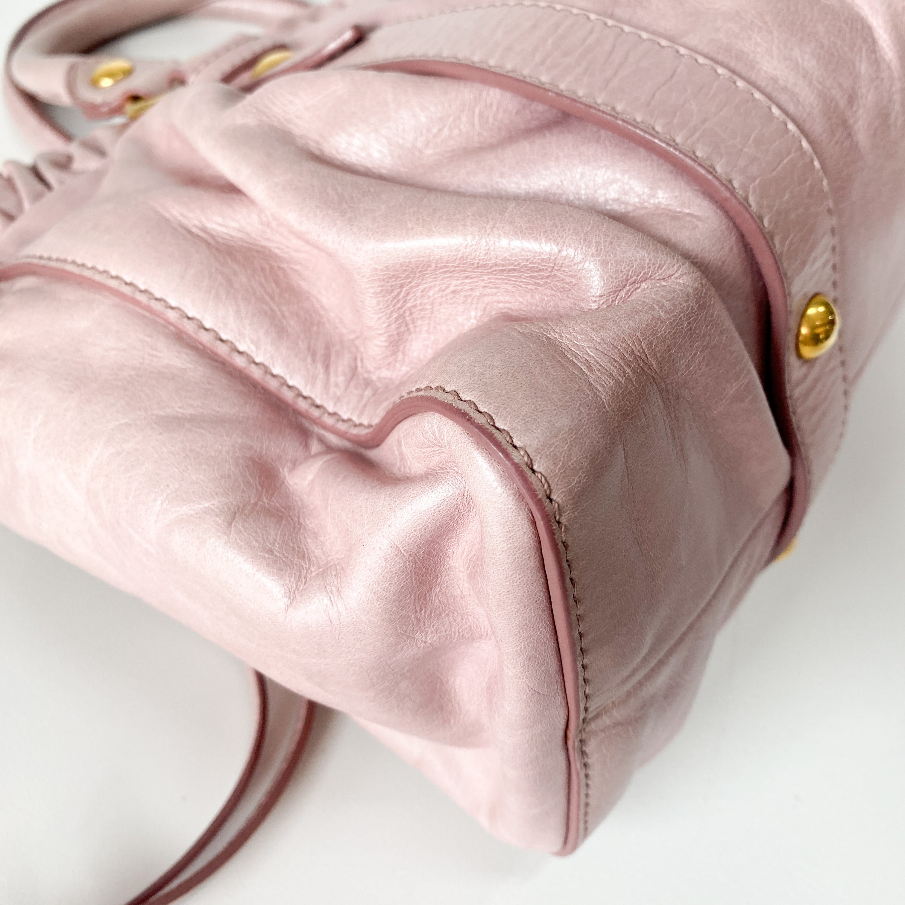 Vitello Pink Calfskin Leather Two Way Bag