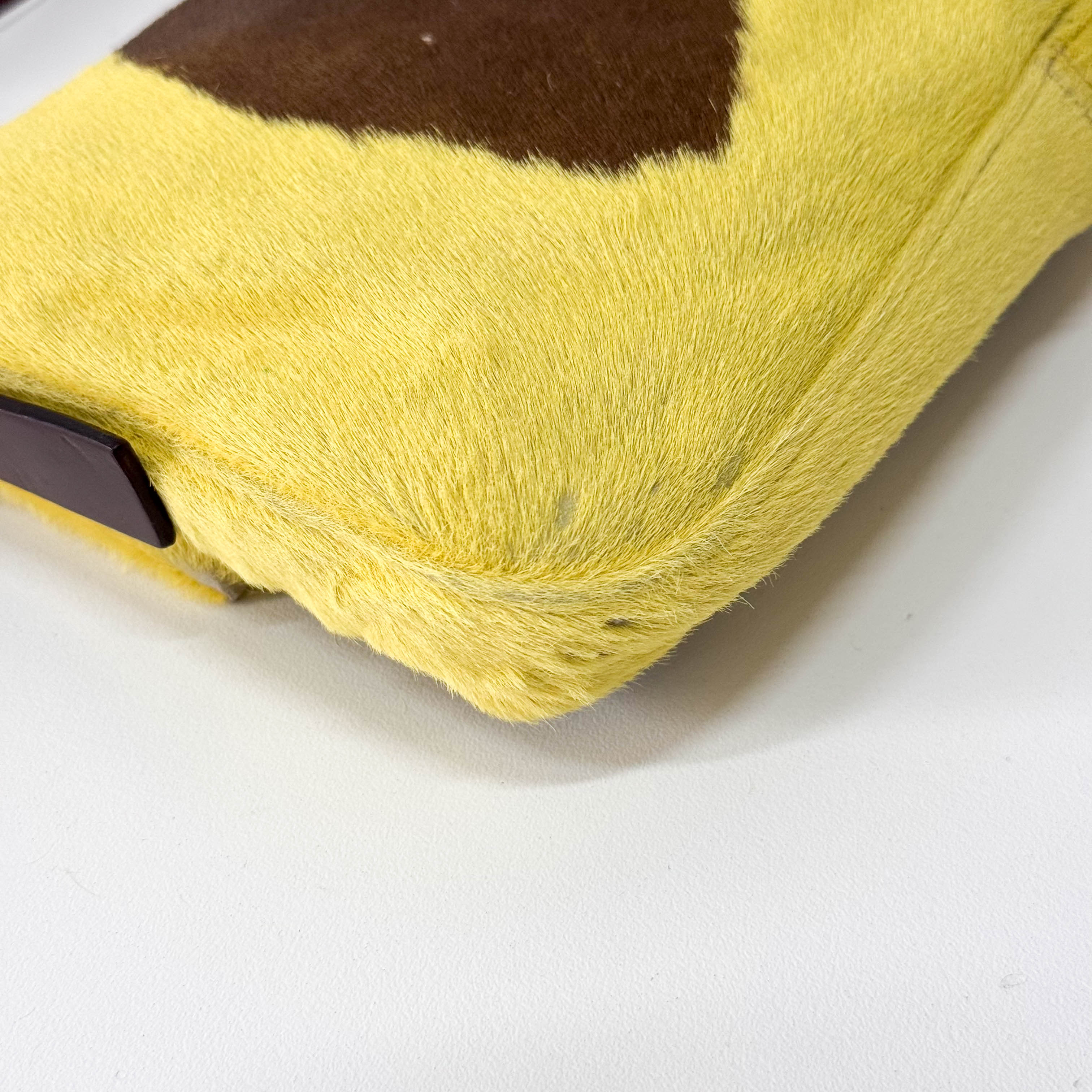 Baguette Yellow & Brown Cow Print Pony Hair Shoulder Bag