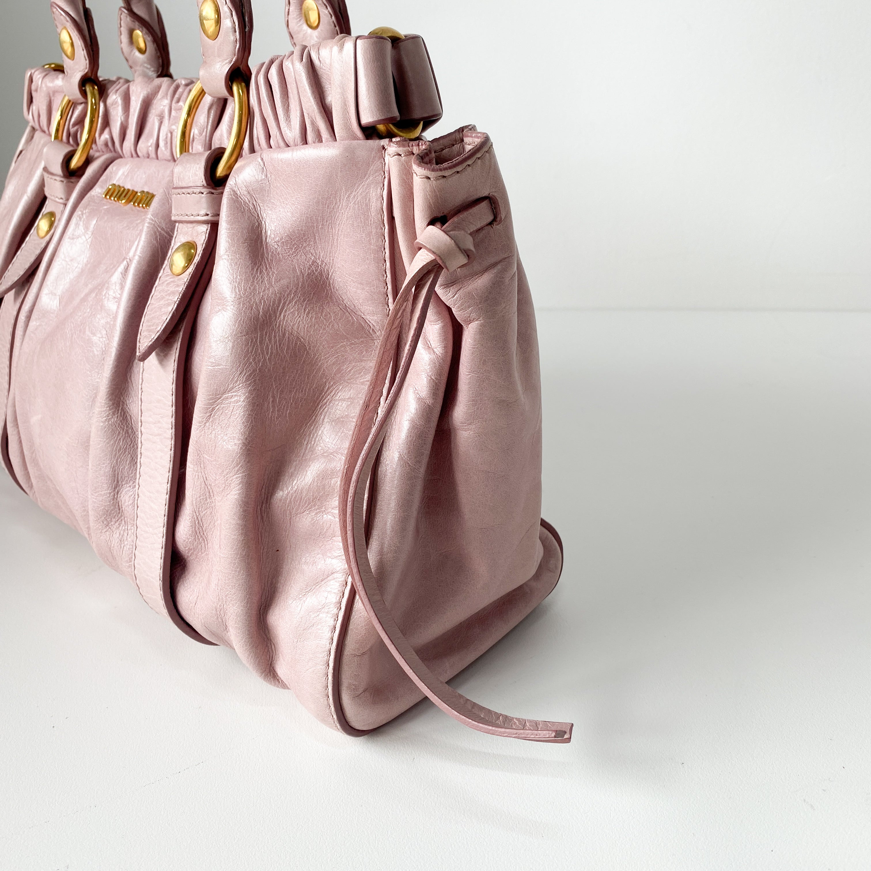 Vitello Pink Calfskin Leather Two Way Bag