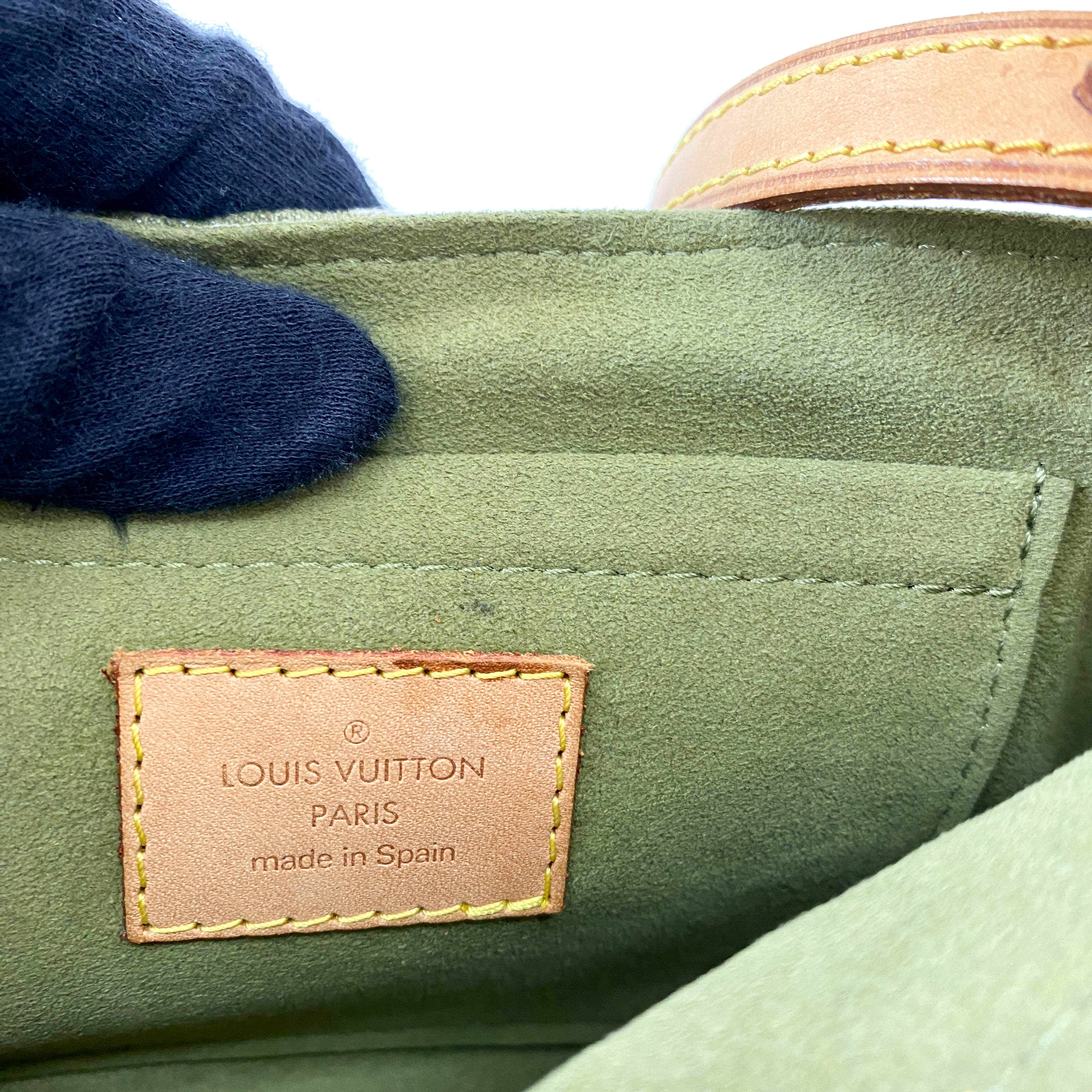 Pleaty Mini Green Monogram Denim Shoulder Bag