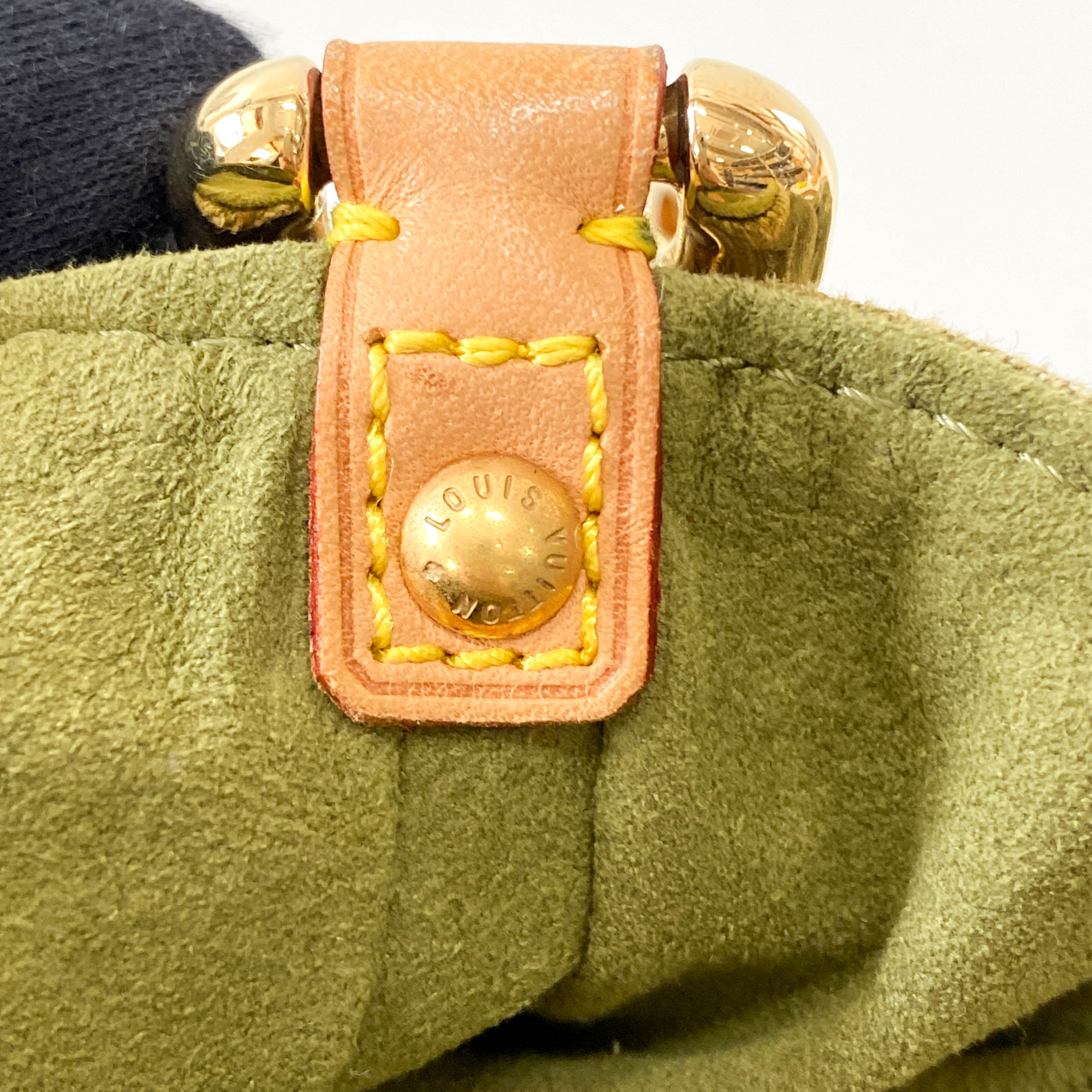 Pleaty Mini Green Monogram Denim Shoulder Bag