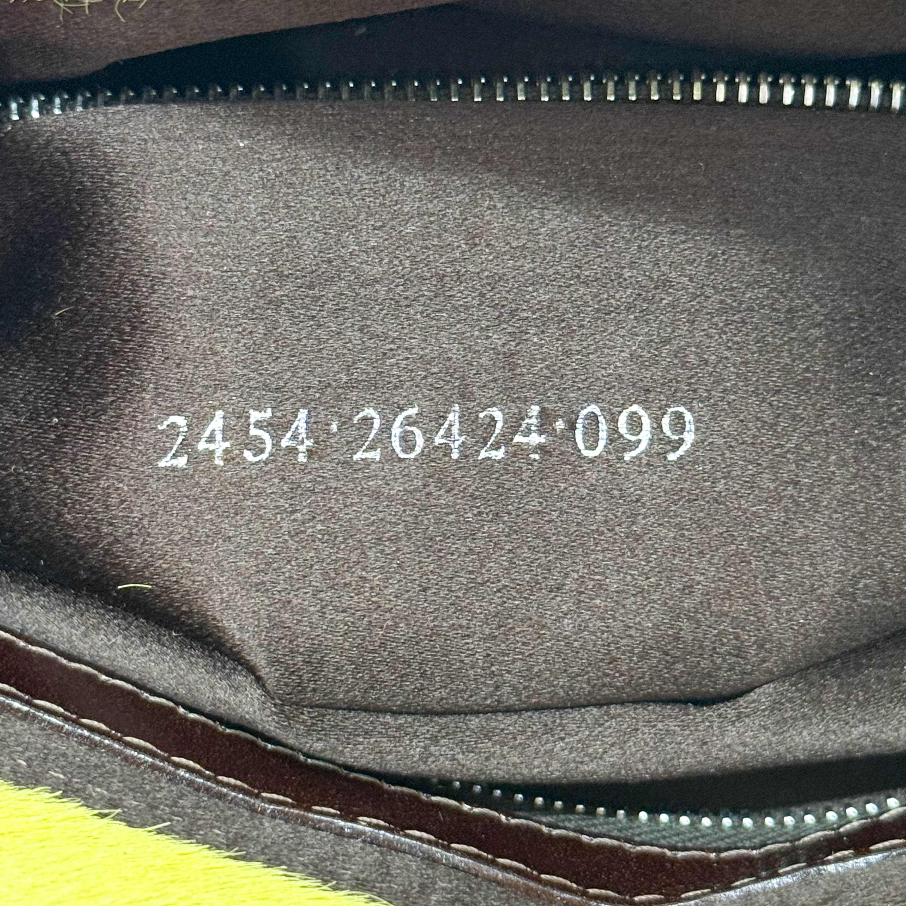 Baguette Yellow & Brown Cow Print Pony Hair Shoulder Bag