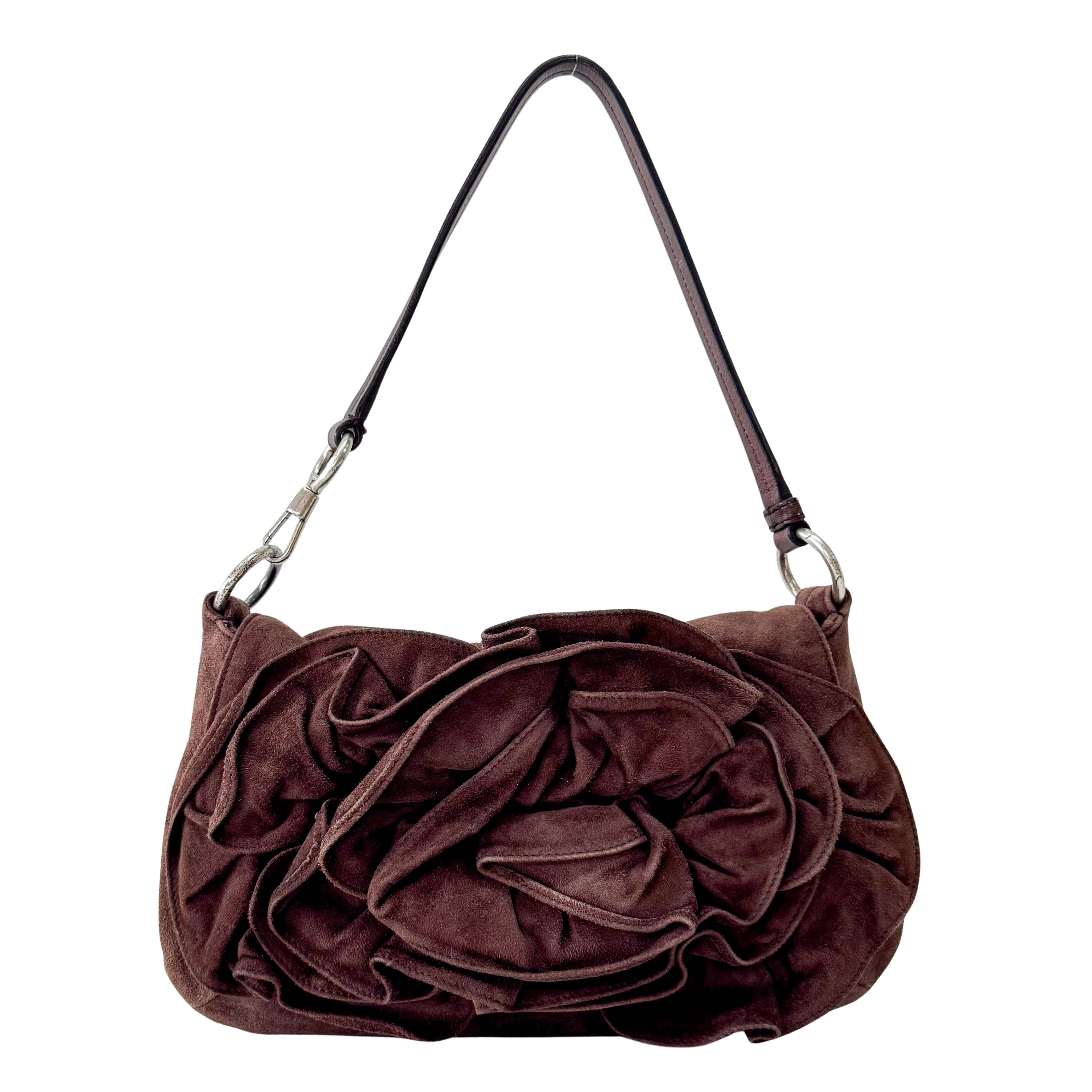 Rive Gauche Flower Suede Bag