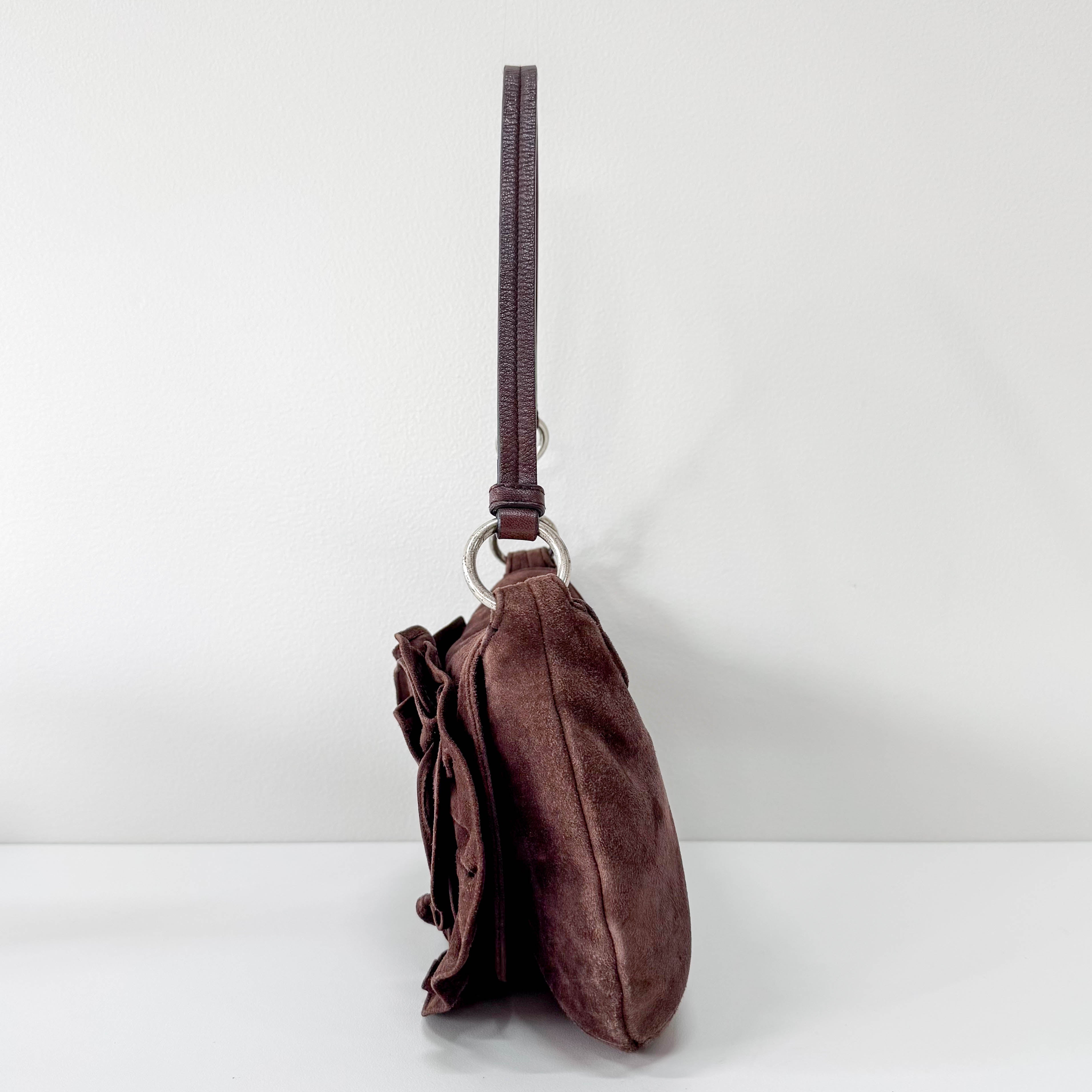 Rive Gauche Flower Suede Bag