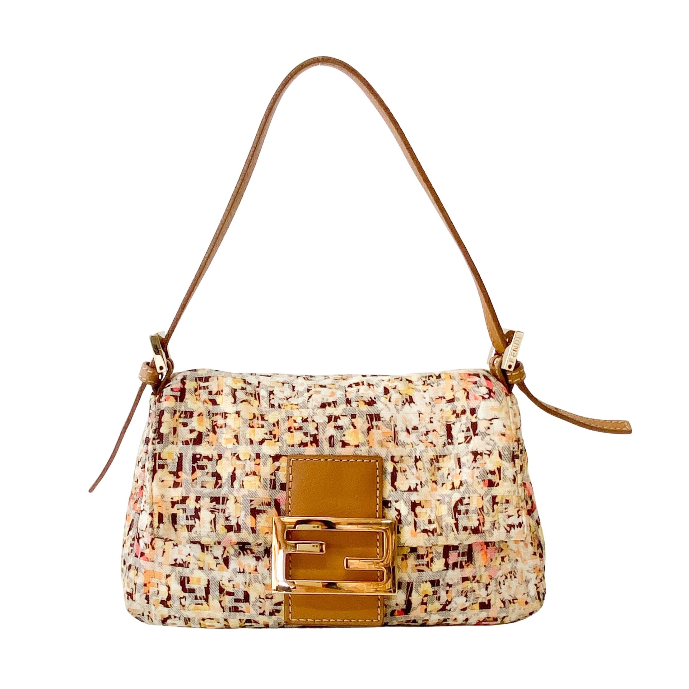 Mini Mamma Baguette Yellow Floral Canvas Shoulder Bag