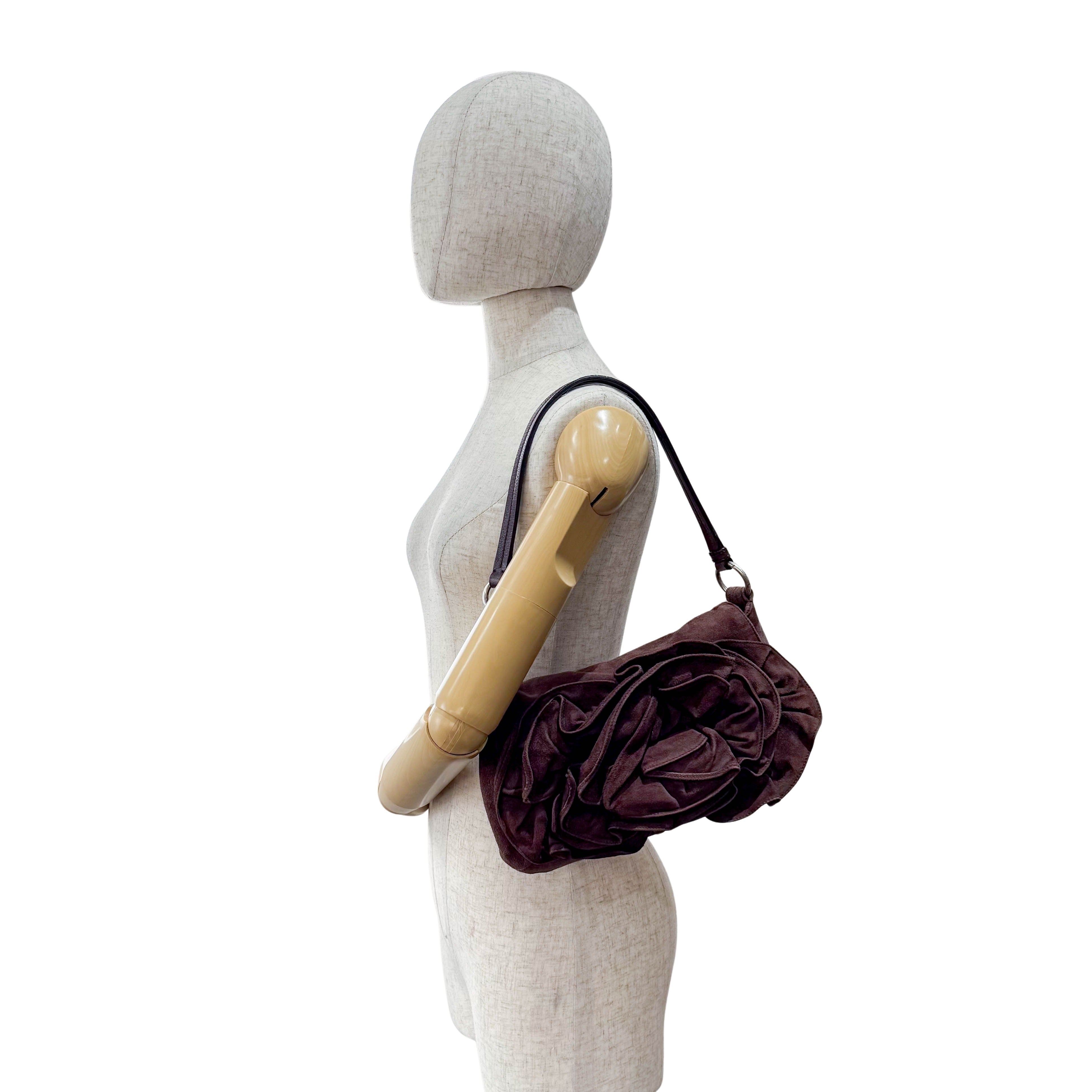 Rive Gauche Flower Suede Bag