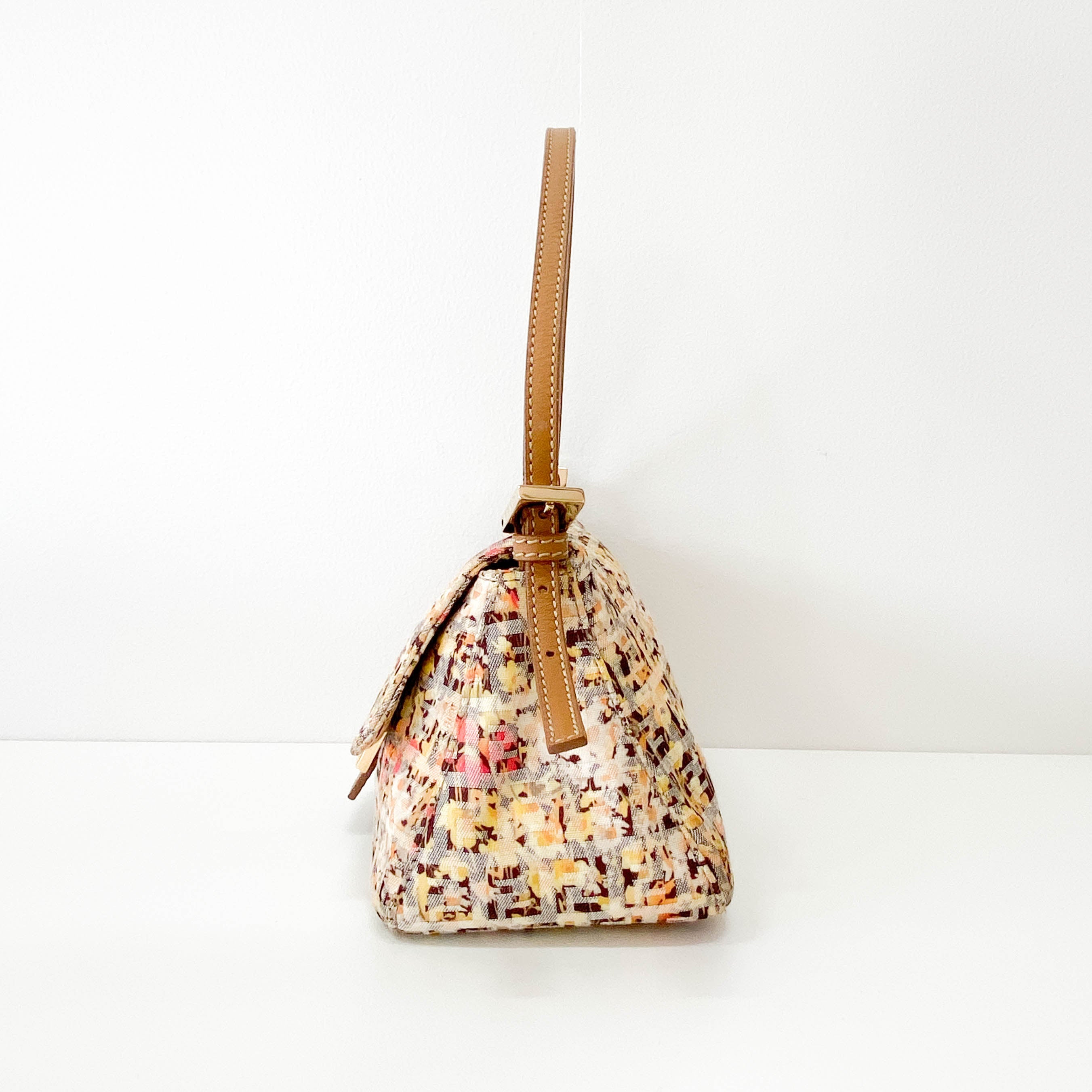 Mini Mamma Baguette Yellow Floral Canvas Shoulder Bag