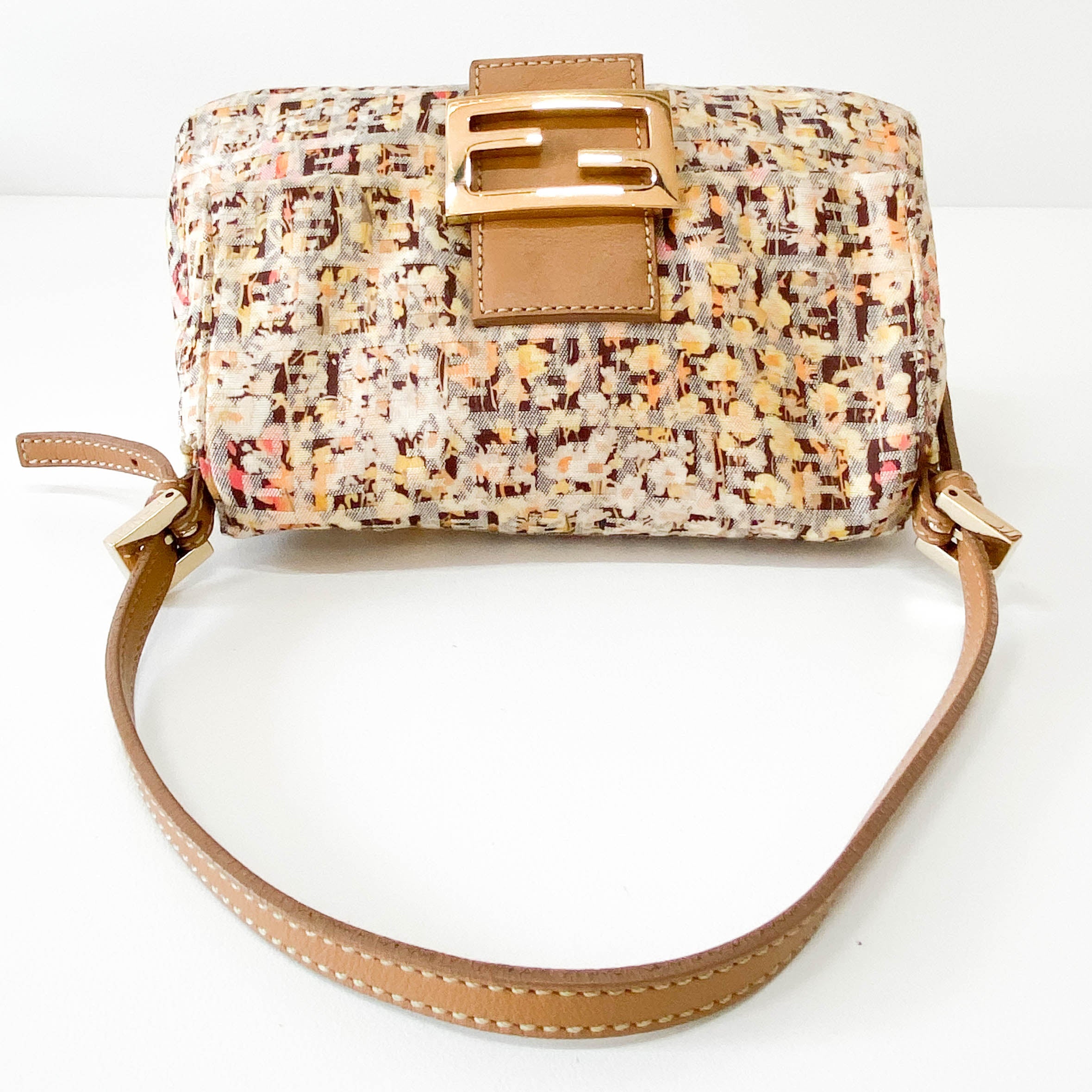 Mini Mamma Baguette Yellow Floral Canvas Shoulder Bag