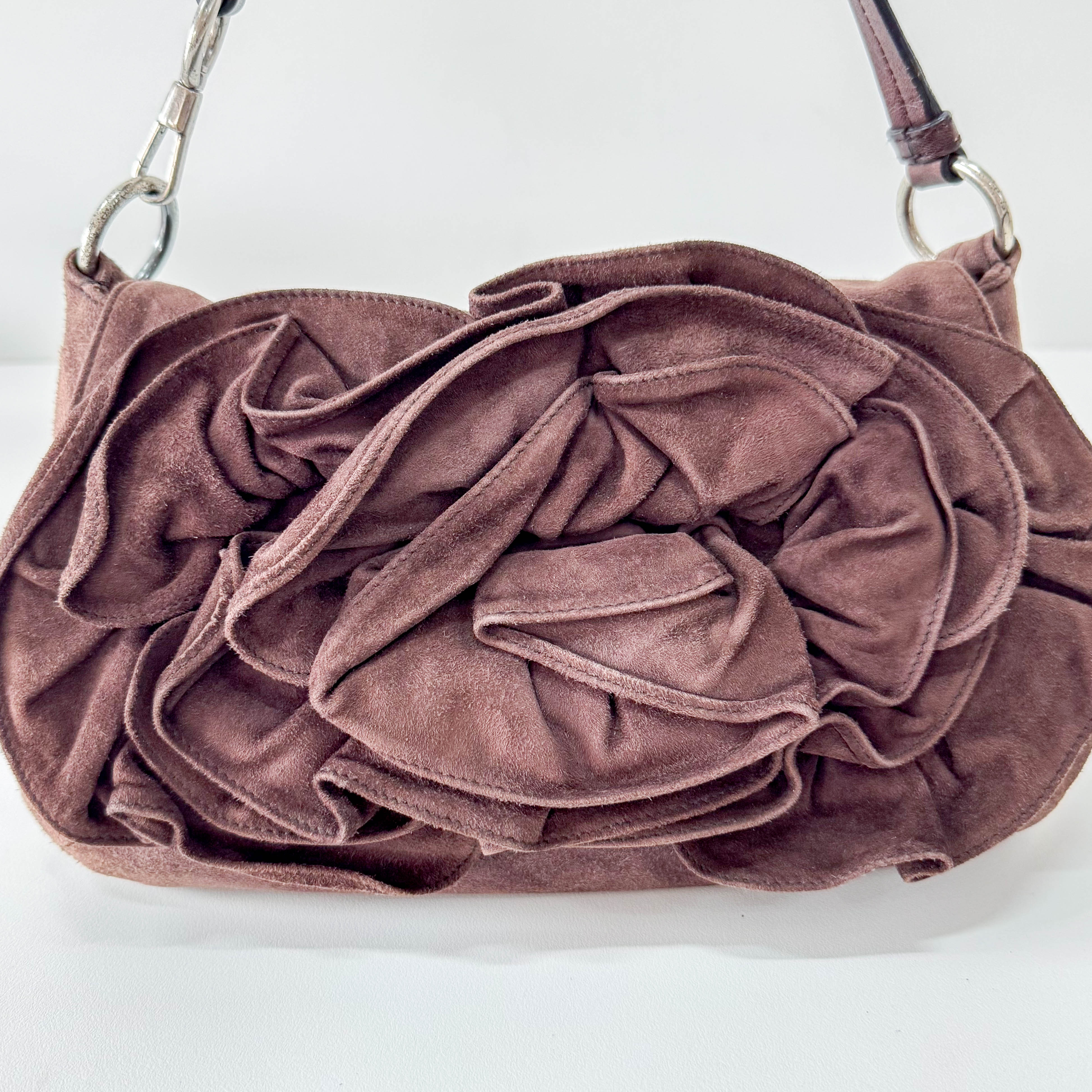Rive Gauche Flower Suede Bag