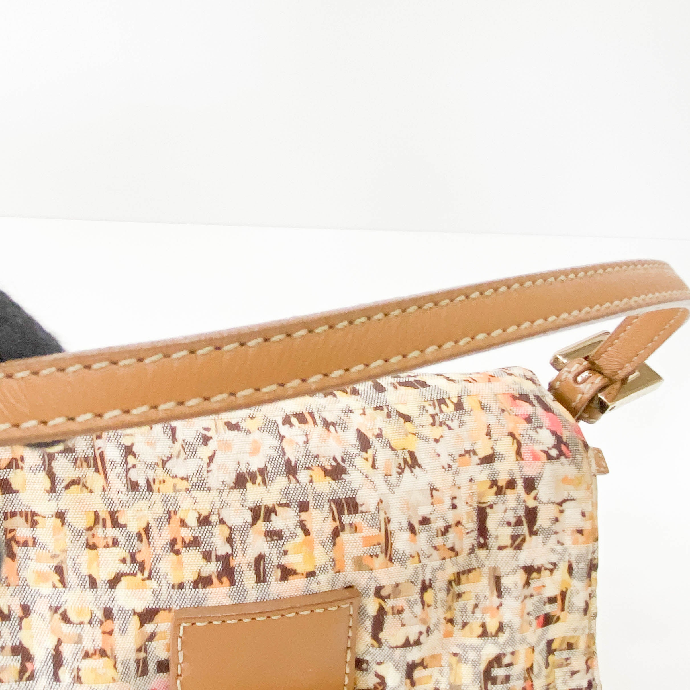 Mini Mamma Baguette Yellow Floral Canvas Shoulder Bag