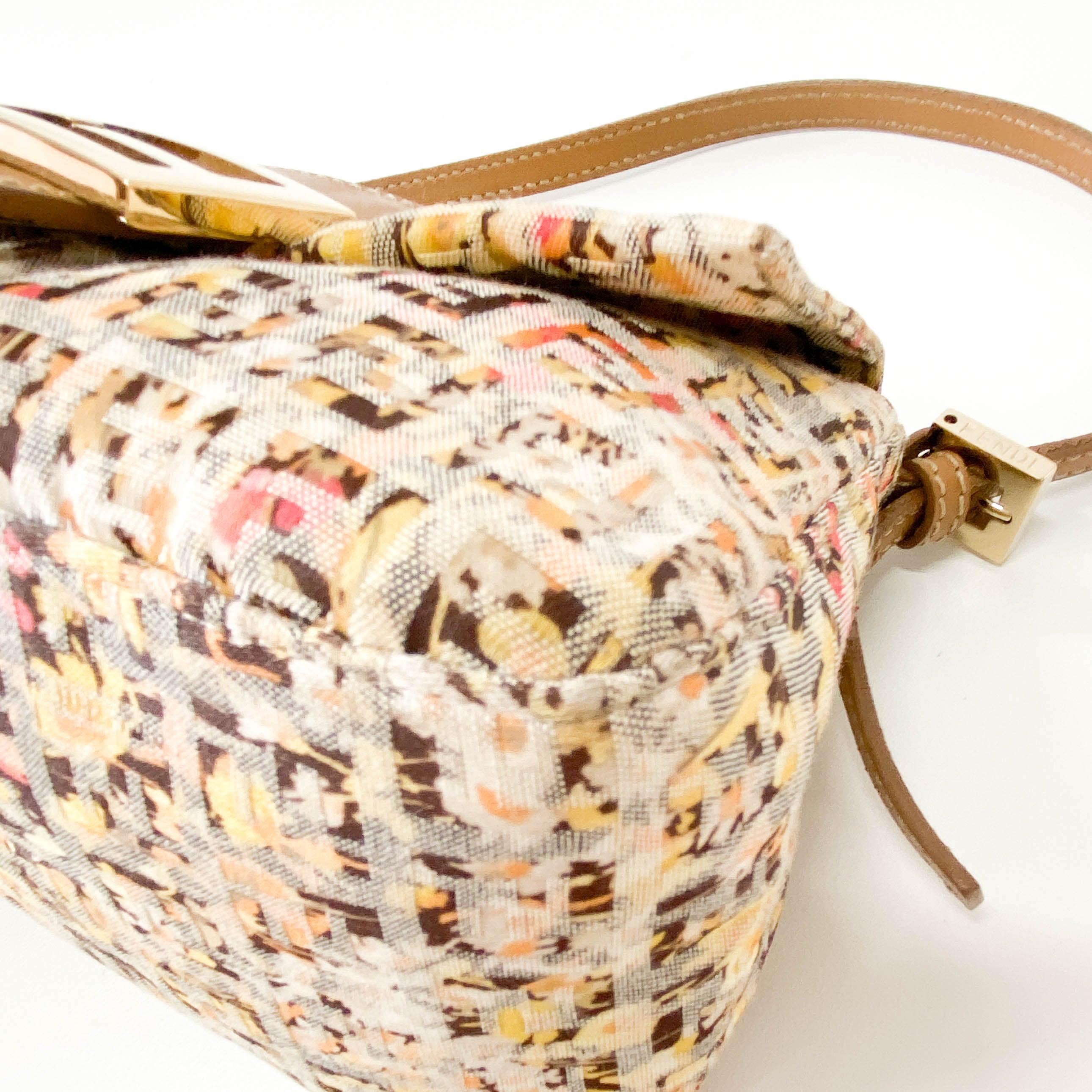 Mini Mamma Baguette Yellow Floral Canvas Shoulder Bag