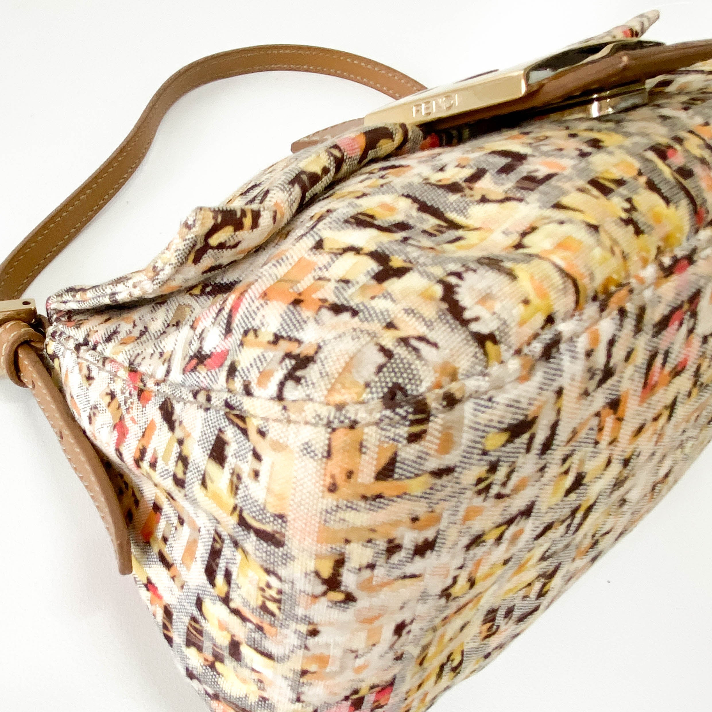 Mini Mamma Baguette Yellow Floral Canvas Shoulder Bag