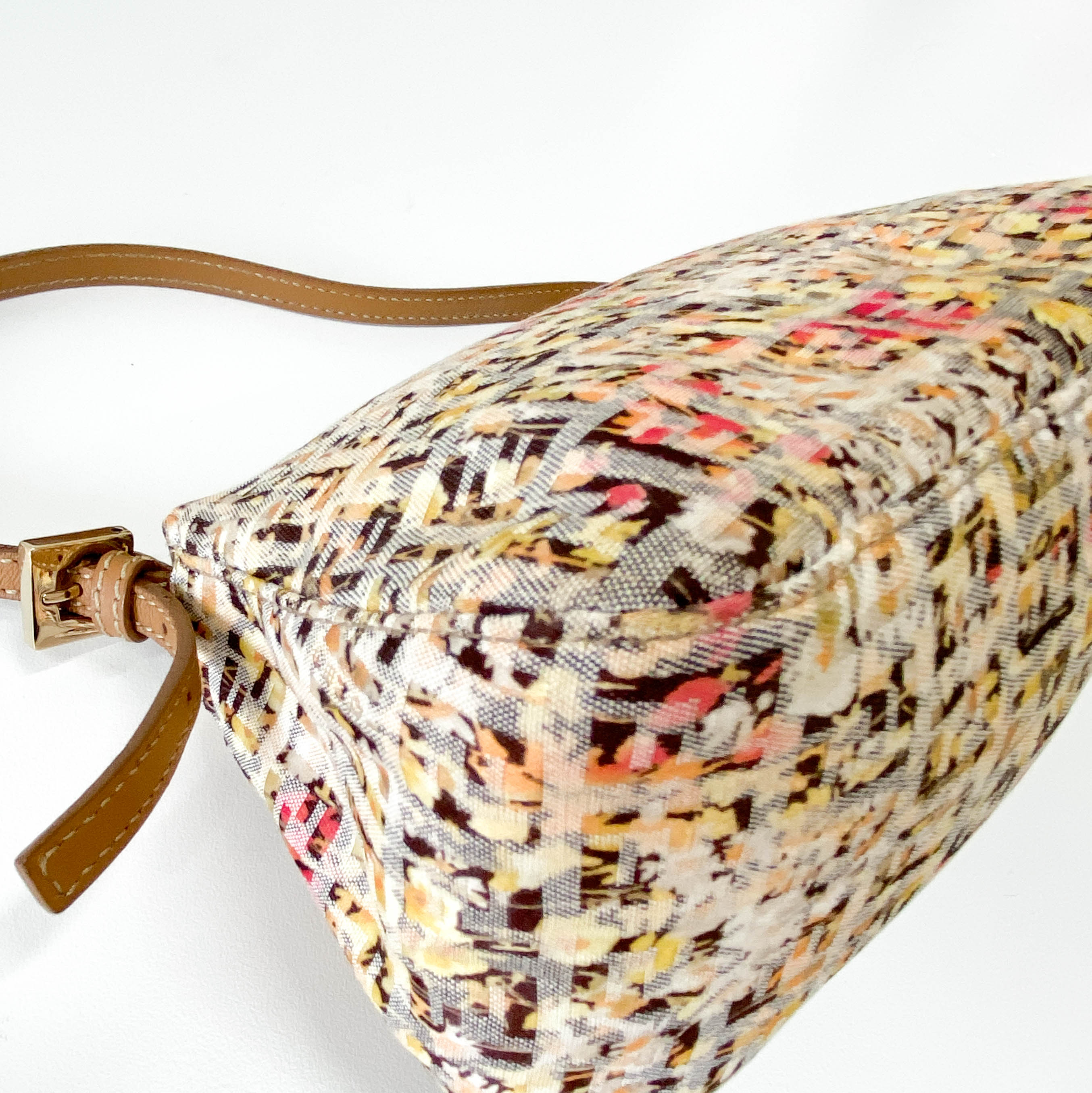 Mini Mamma Baguette Yellow Floral Canvas Shoulder Bag