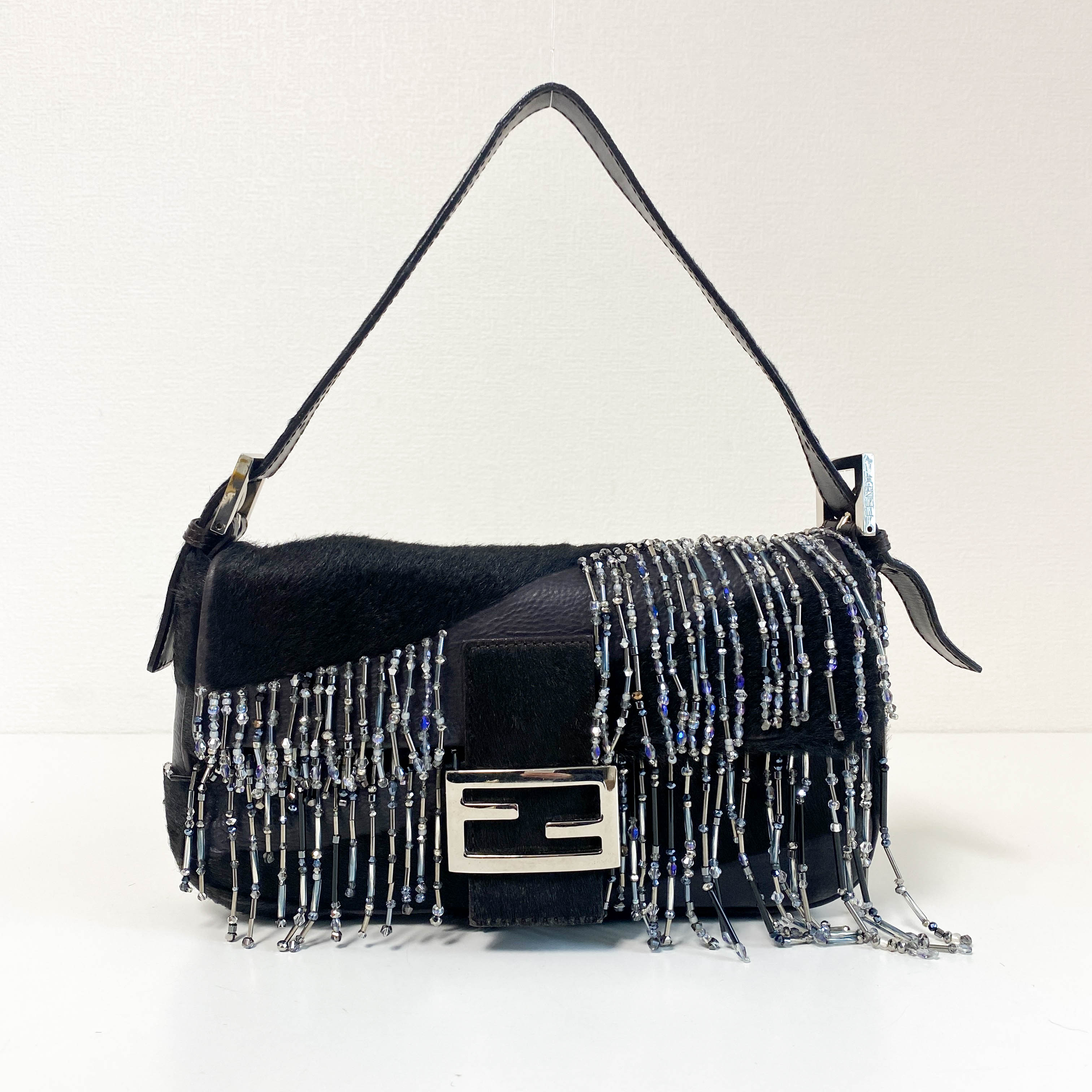 Baguette Limited Edition Black Pony Hair and Beaded Shoulder Bag