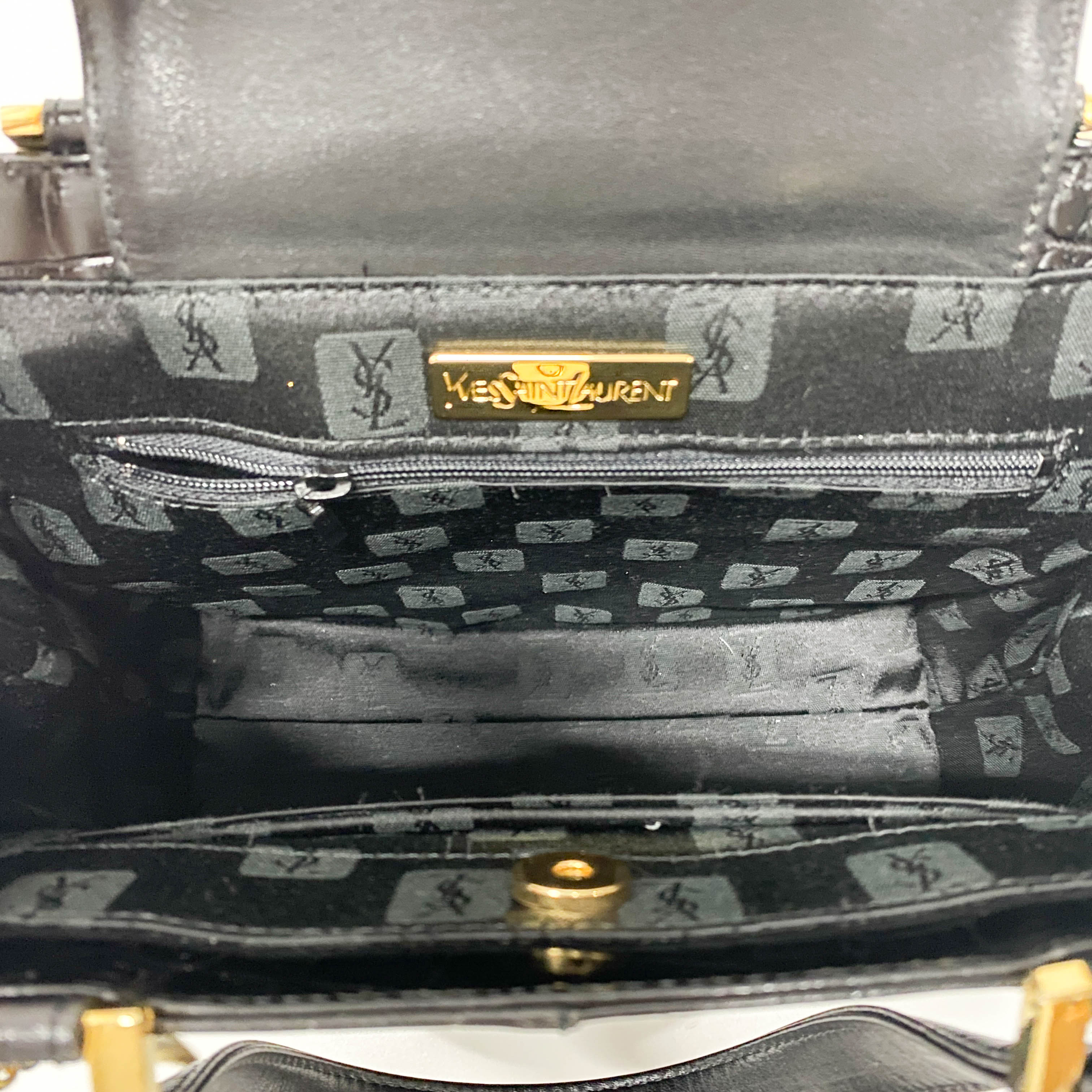 Black Croc Embossed Calfskin Leather Bag