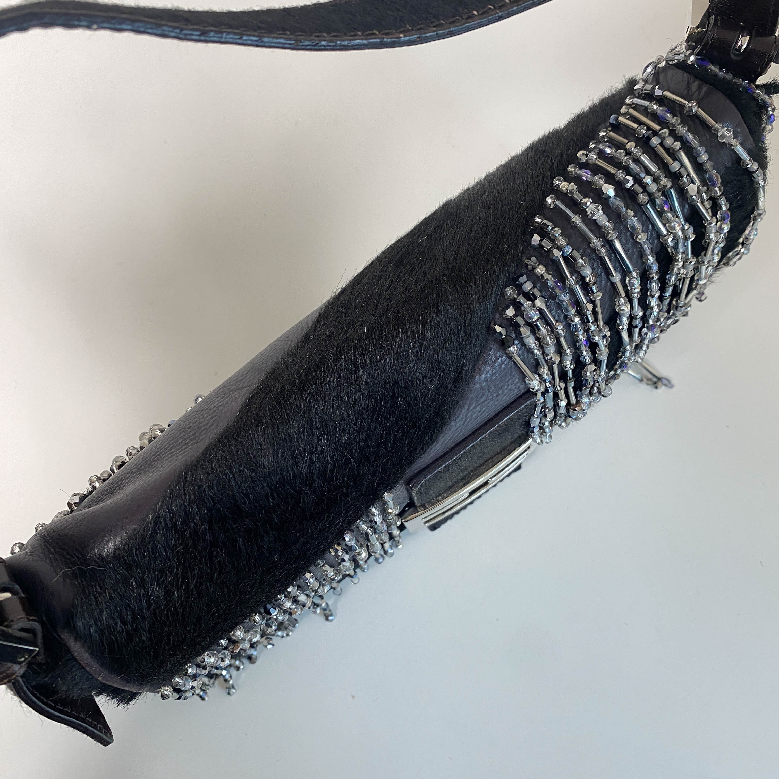 Baguette Limited Edition Black Pony Hair and Beaded Shoulder Bag