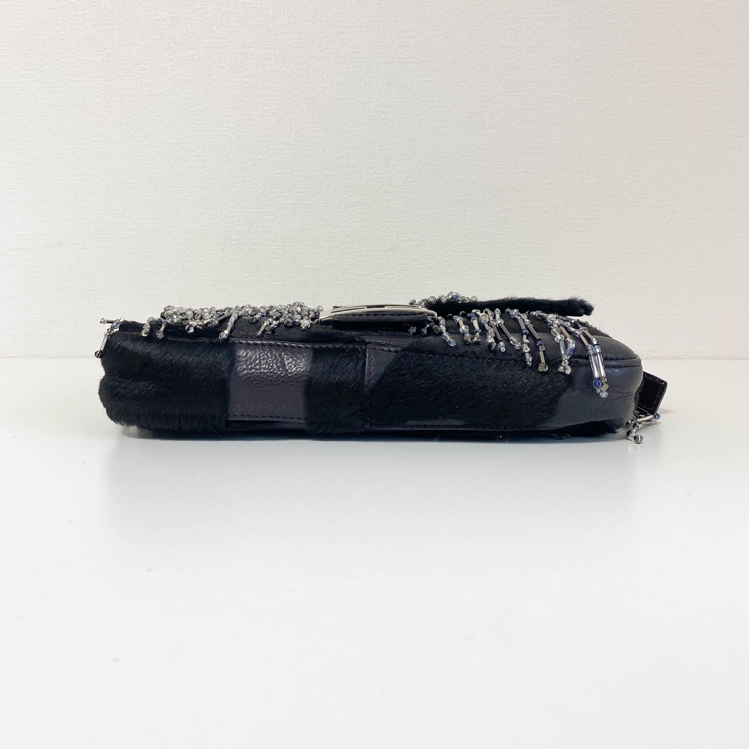 Baguette Limited Edition Black Pony Hair and Beaded Shoulder Bag