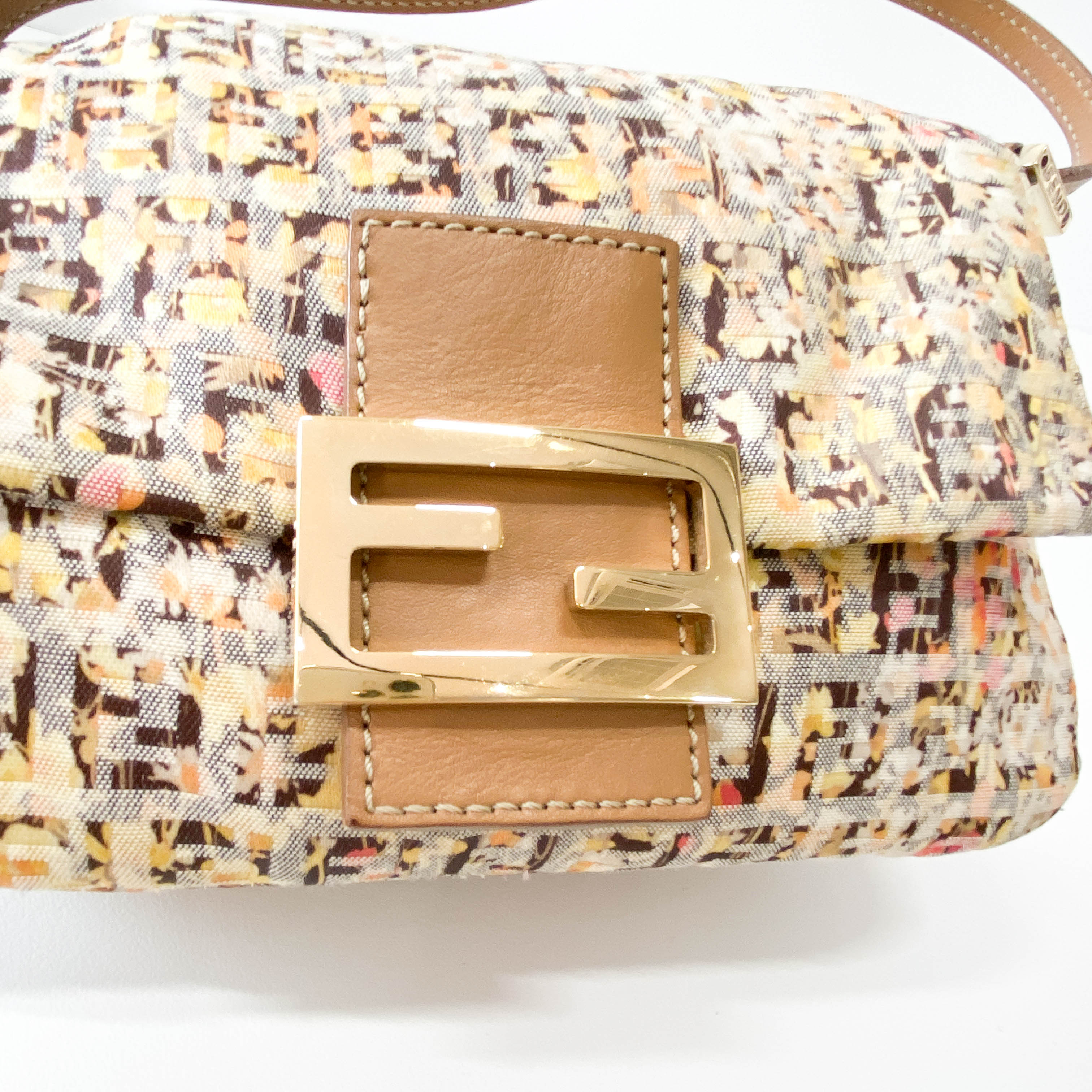 Mini Mamma Baguette Yellow Floral Canvas Shoulder Bag