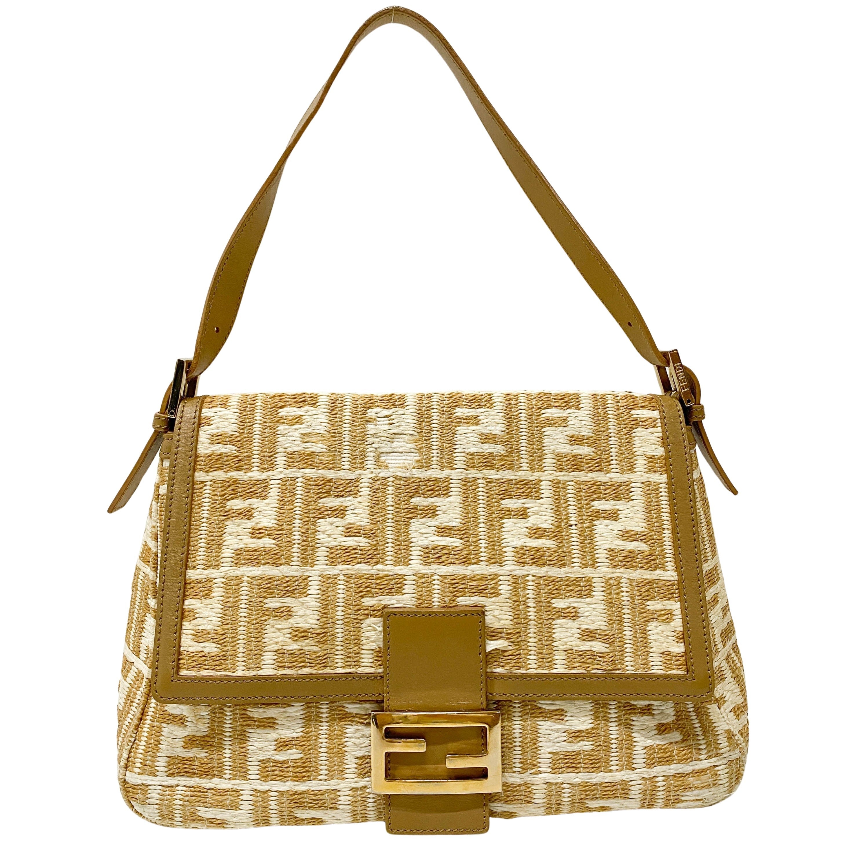 Mamma Baguette Zucca Raffia Shoulder Bag