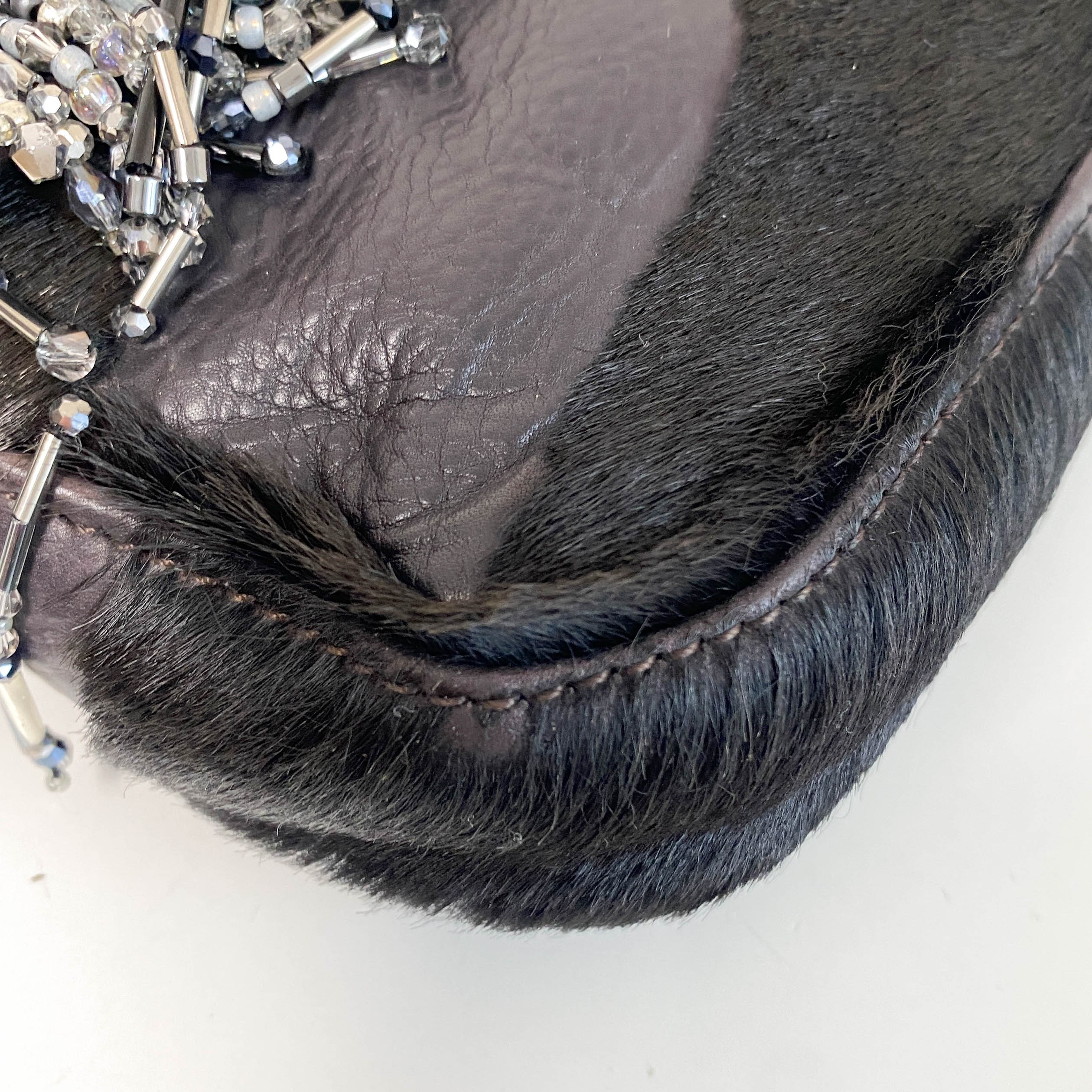 Baguette Limited Edition Black Pony Hair and Beaded Shoulder Bag