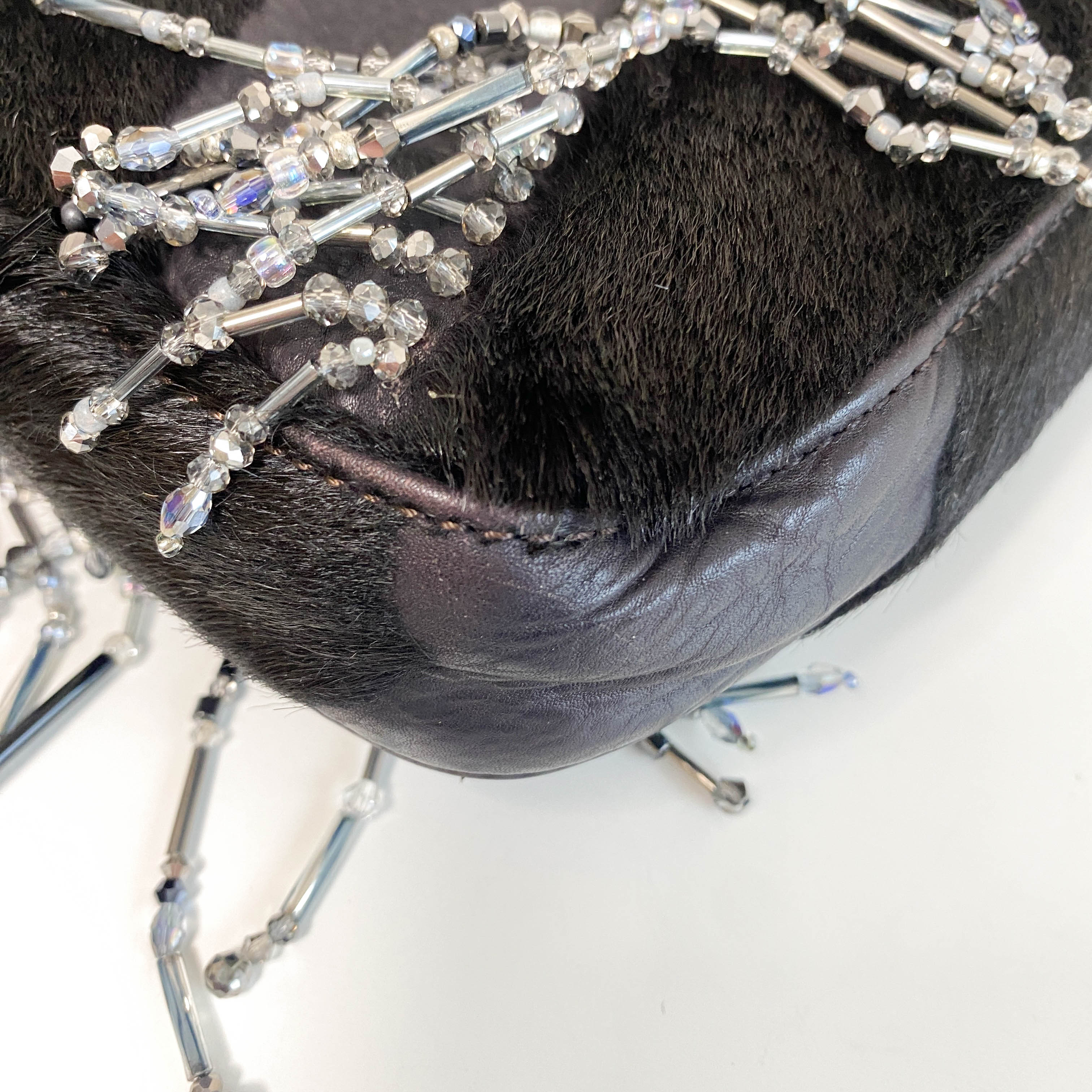 Baguette Limited Edition Black Pony Hair and Beaded Shoulder Bag