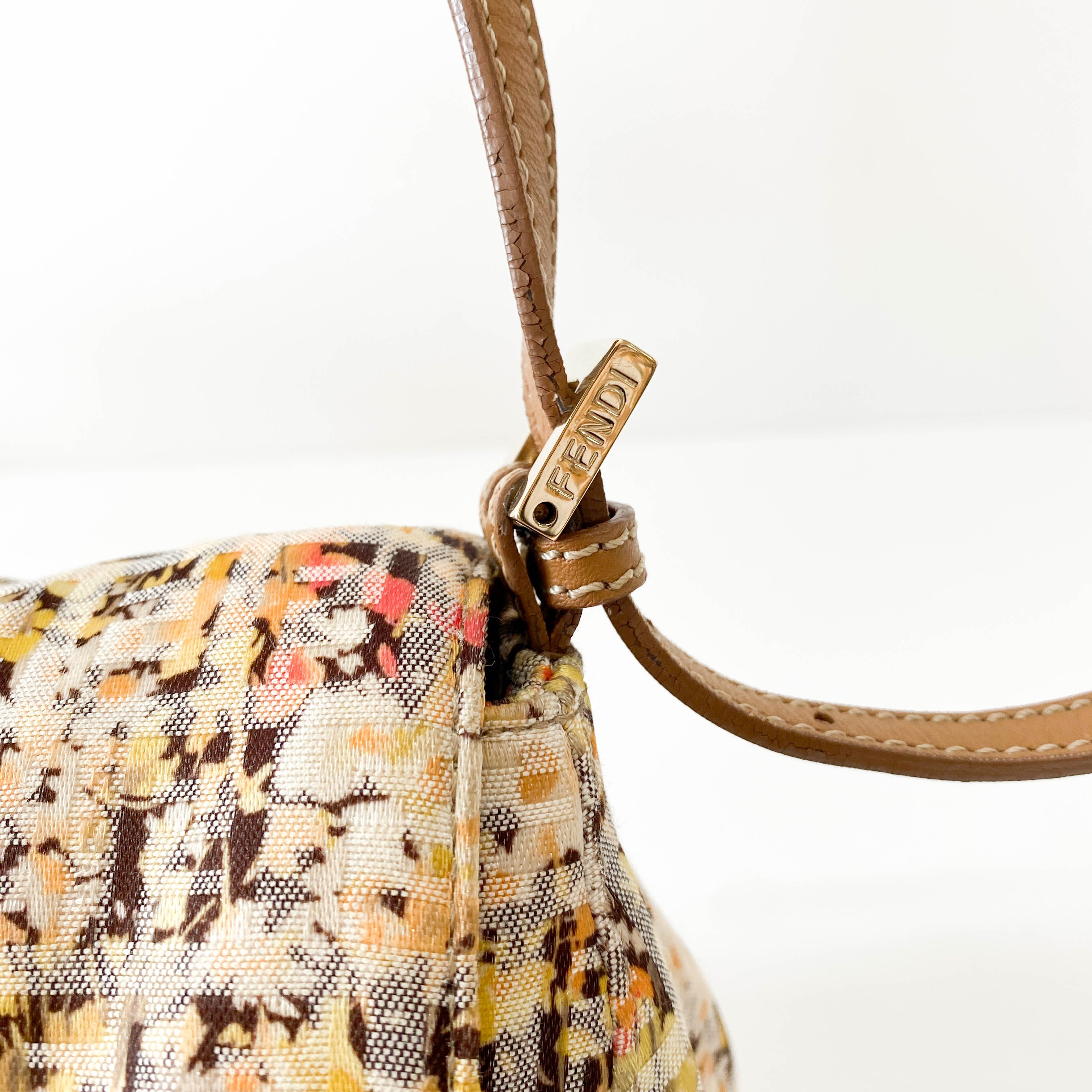 Mini Mamma Baguette Yellow Floral Canvas Shoulder Bag
