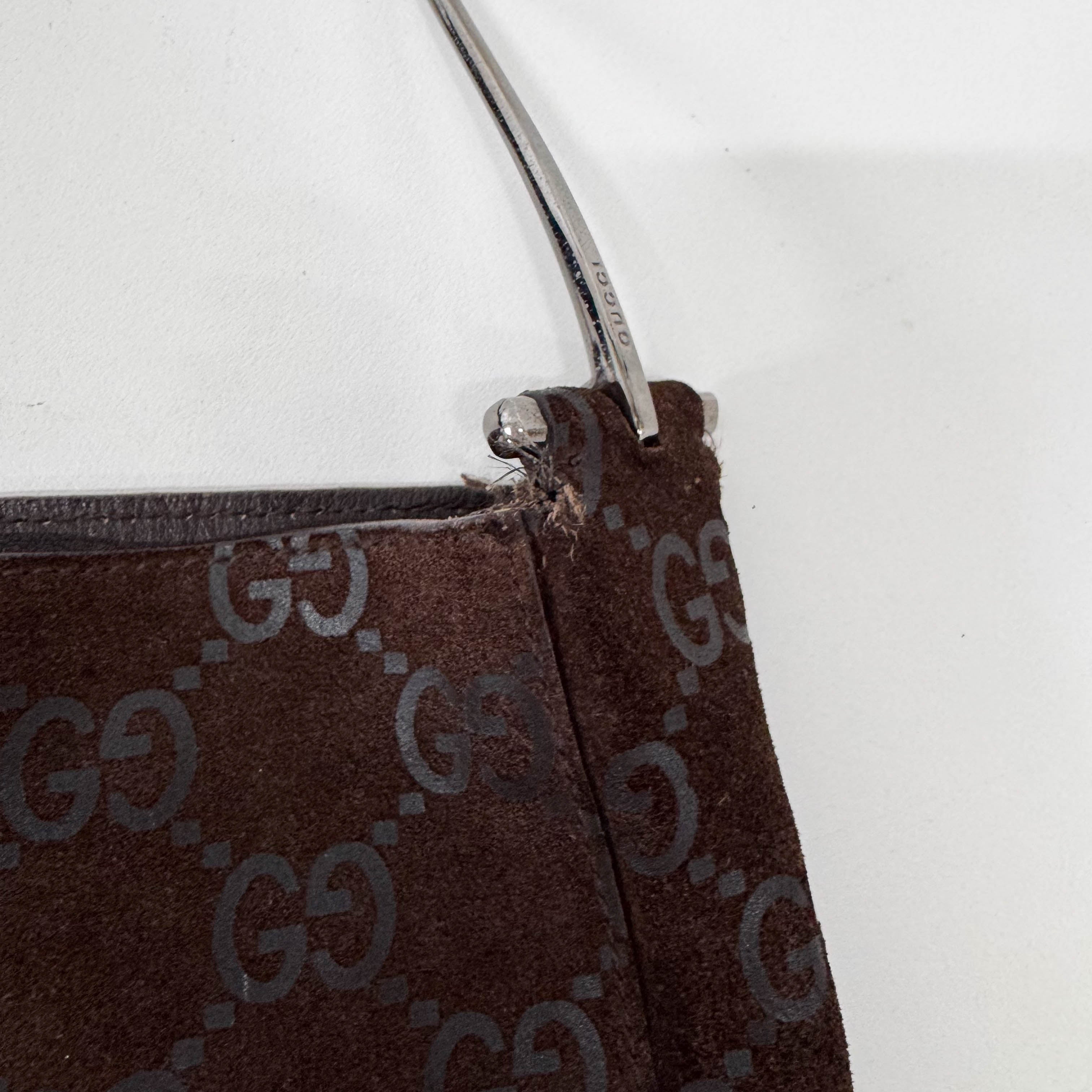 GG Brown Suede Shoulder Bag