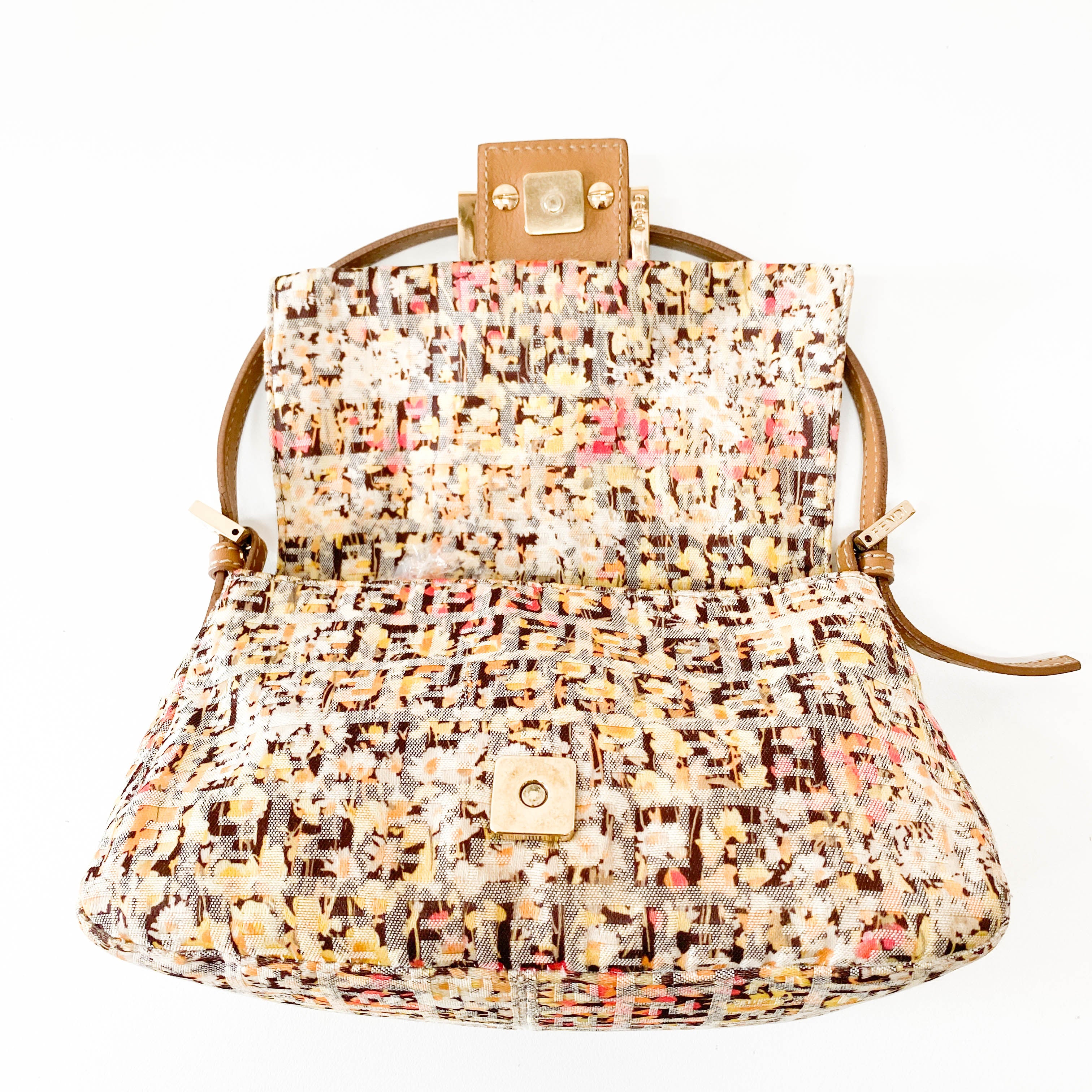 Mini Mamma Baguette Yellow Floral Canvas Shoulder Bag