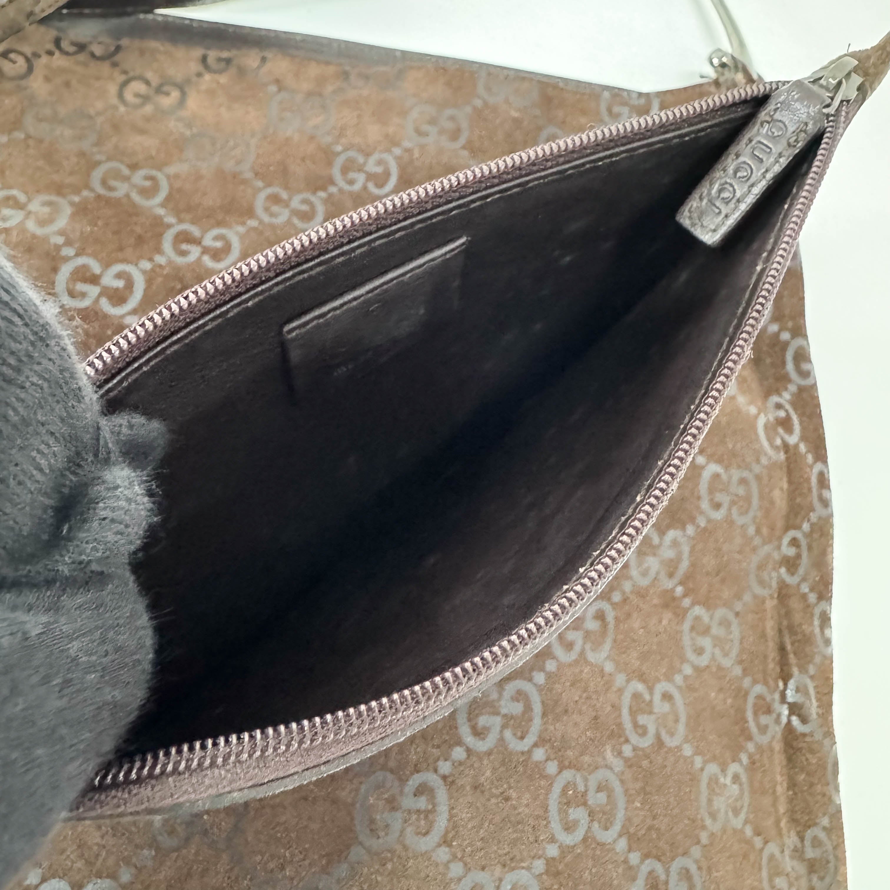 GG Brown Suede Shoulder Bag