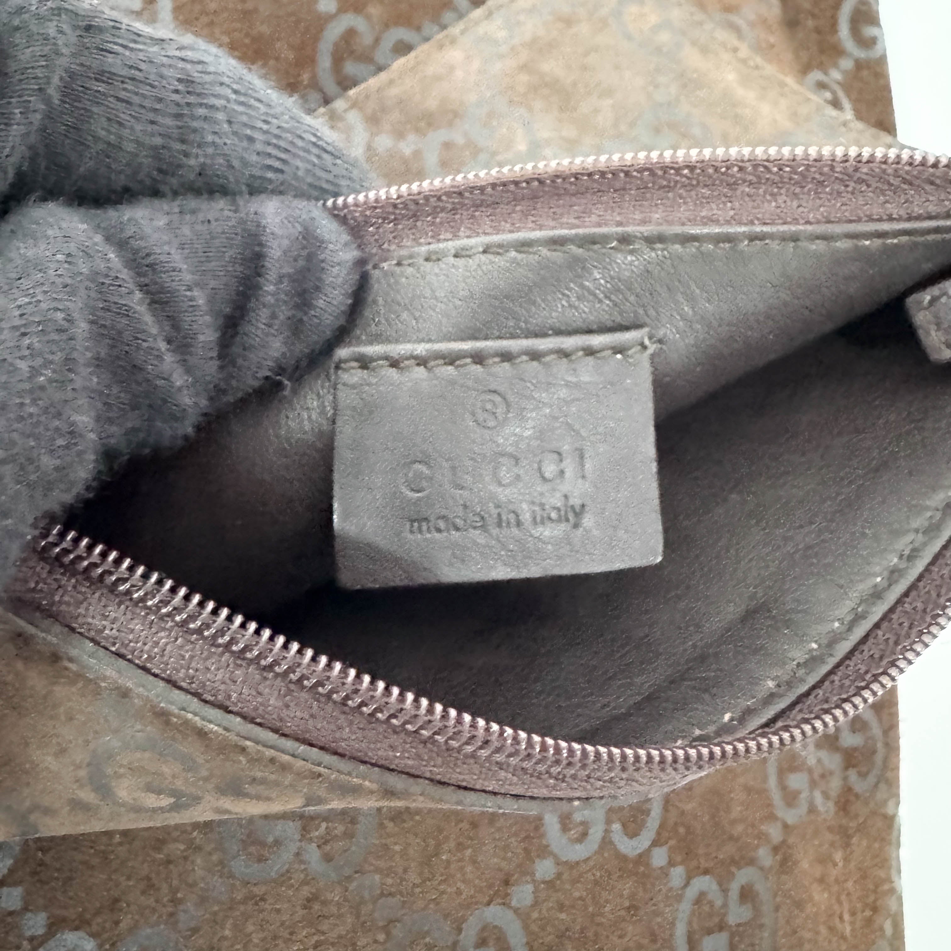 GG Brown Suede Shoulder Bag