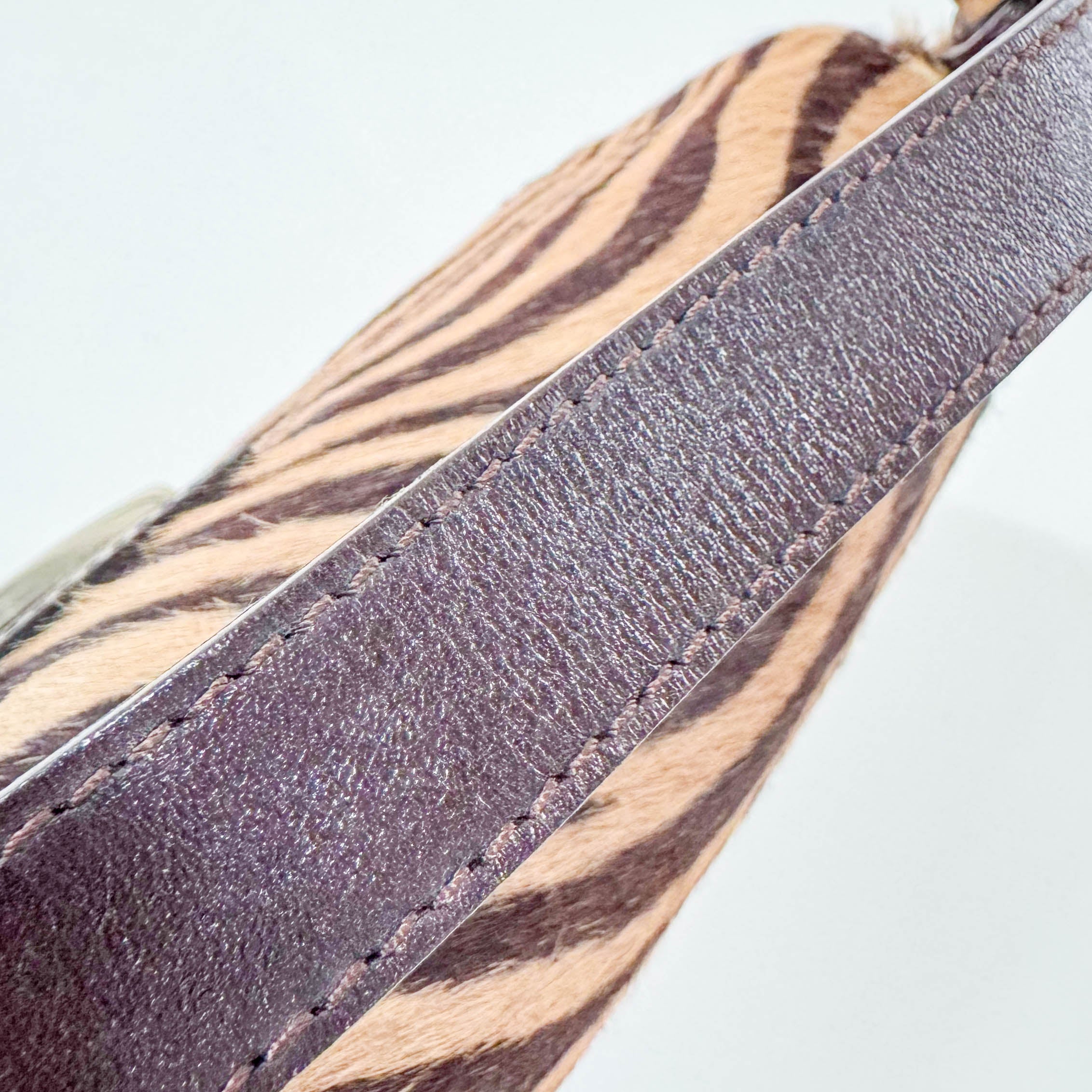 Baguette Pony Hair Brown Zebra Print Shoulder Bag