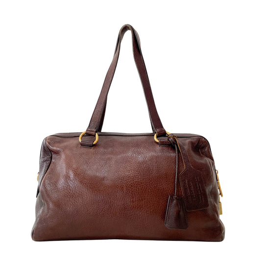Tessuto Brown Leather Pietre Jeweled Tote Shoulder Bag
