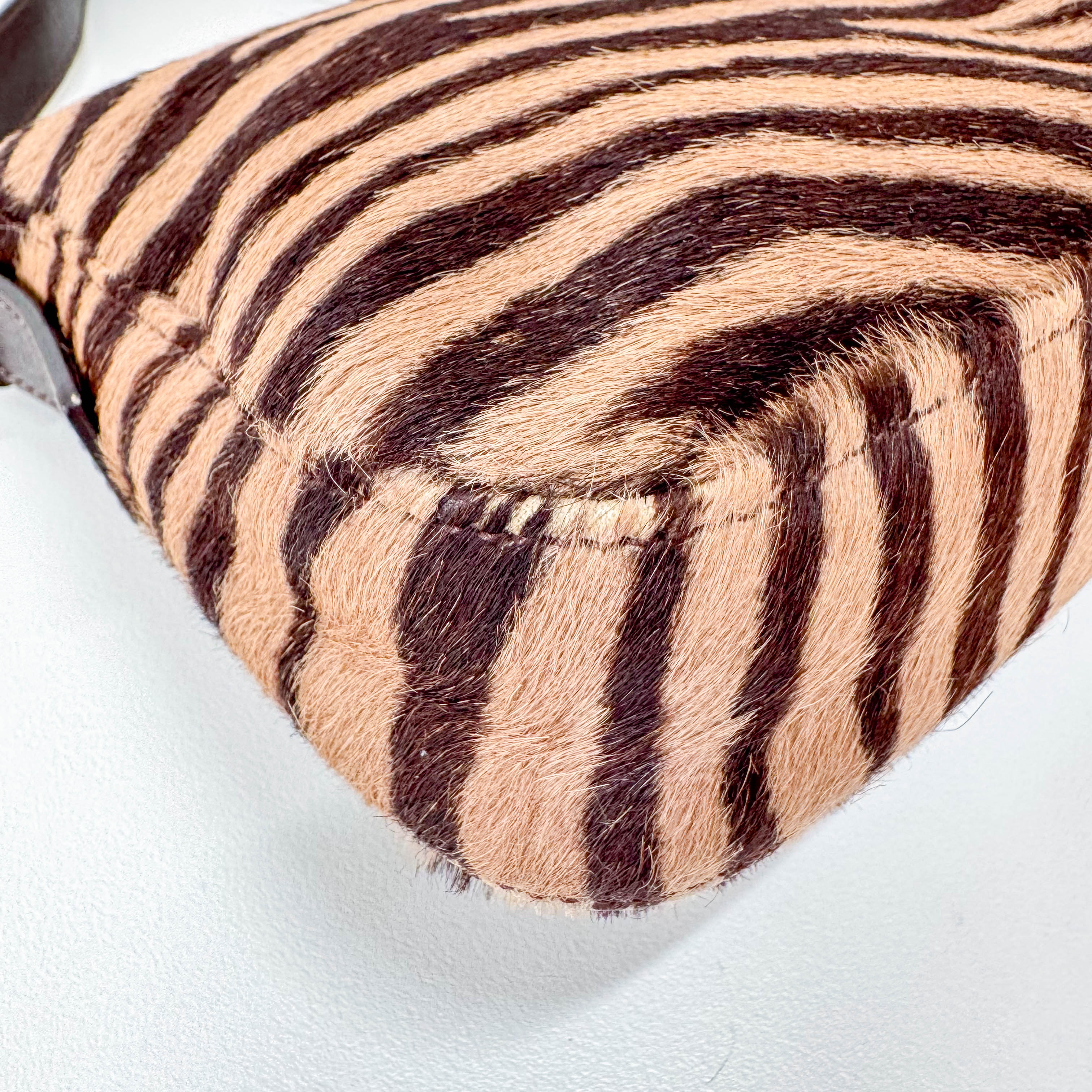 Baguette Pony Hair Brown Zebra Print Shoulder Bag