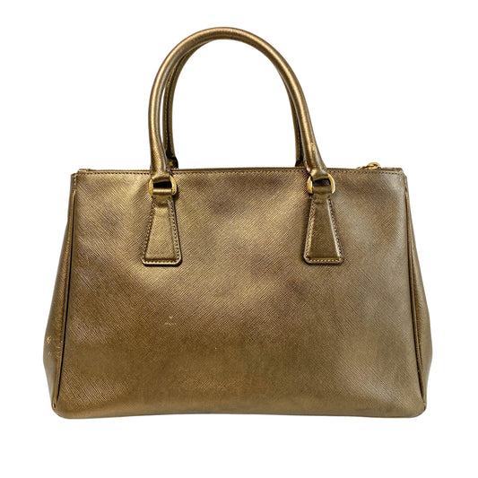 Galleria Gold Saffiano Lux Leather Top Handle Bag