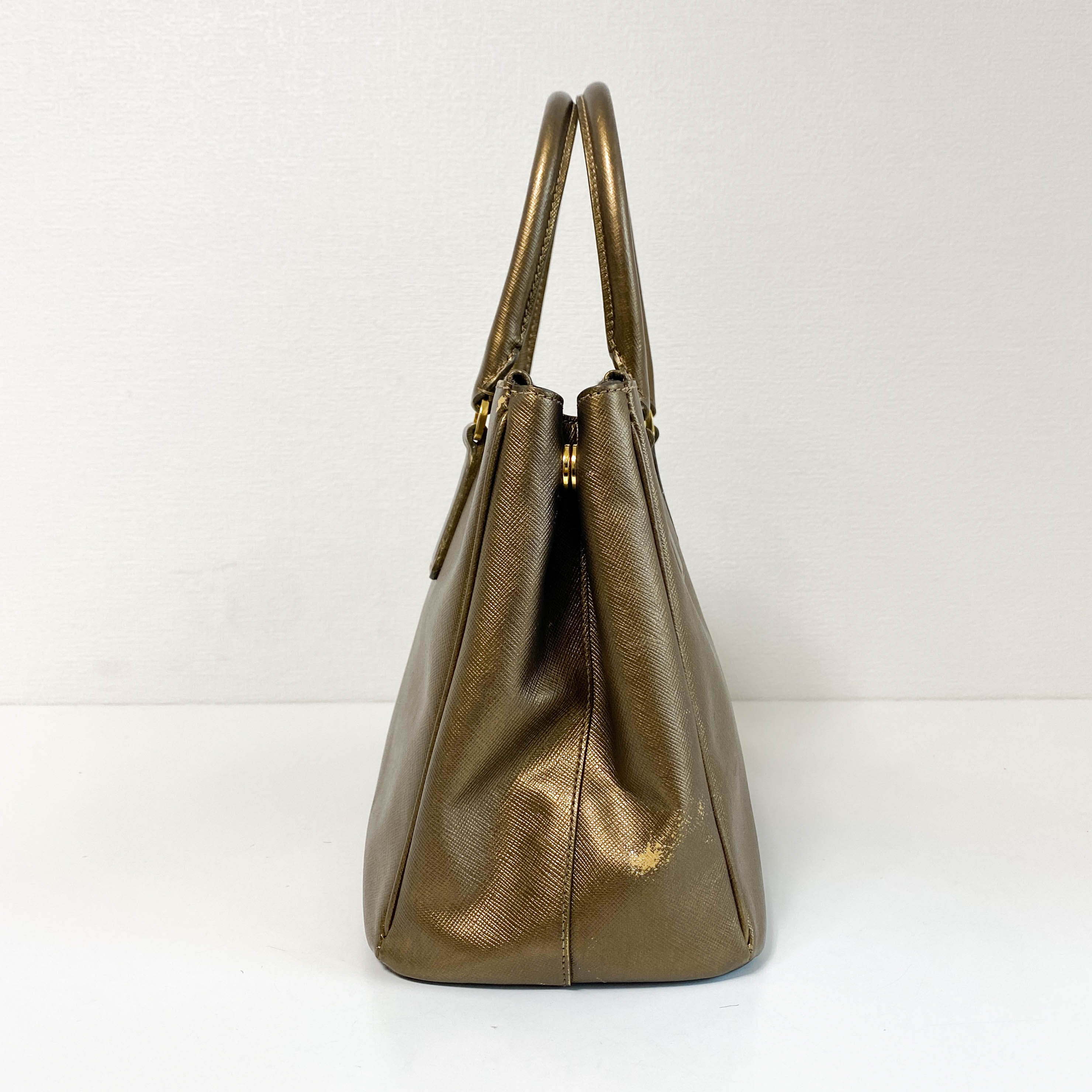 Galleria Gold Saffiano Lux Leather Top Handle Bag