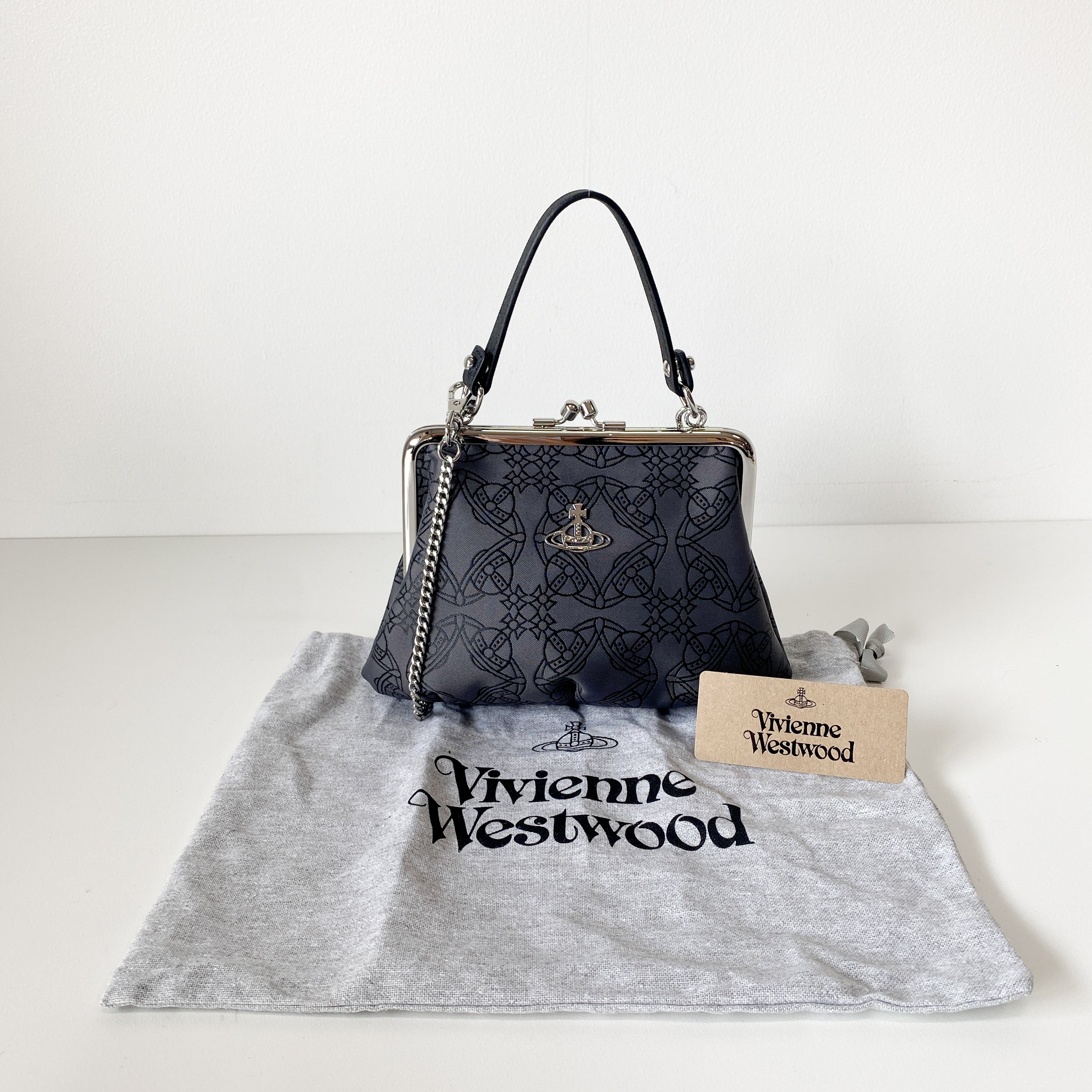 Granny Frame Small Grey Design Hand/Shoulder Bag