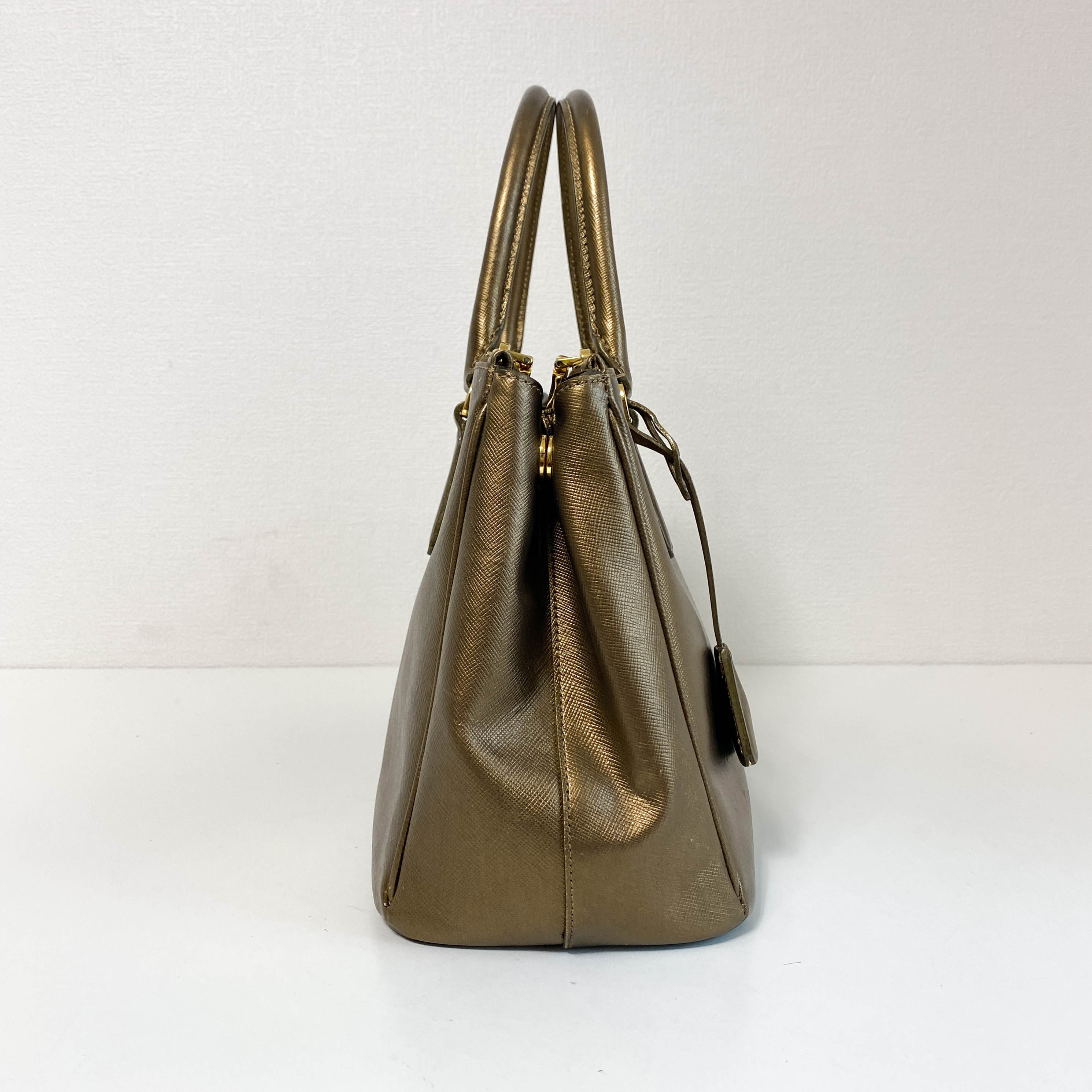 Galleria Gold Saffiano Lux Leather Top Handle Bag